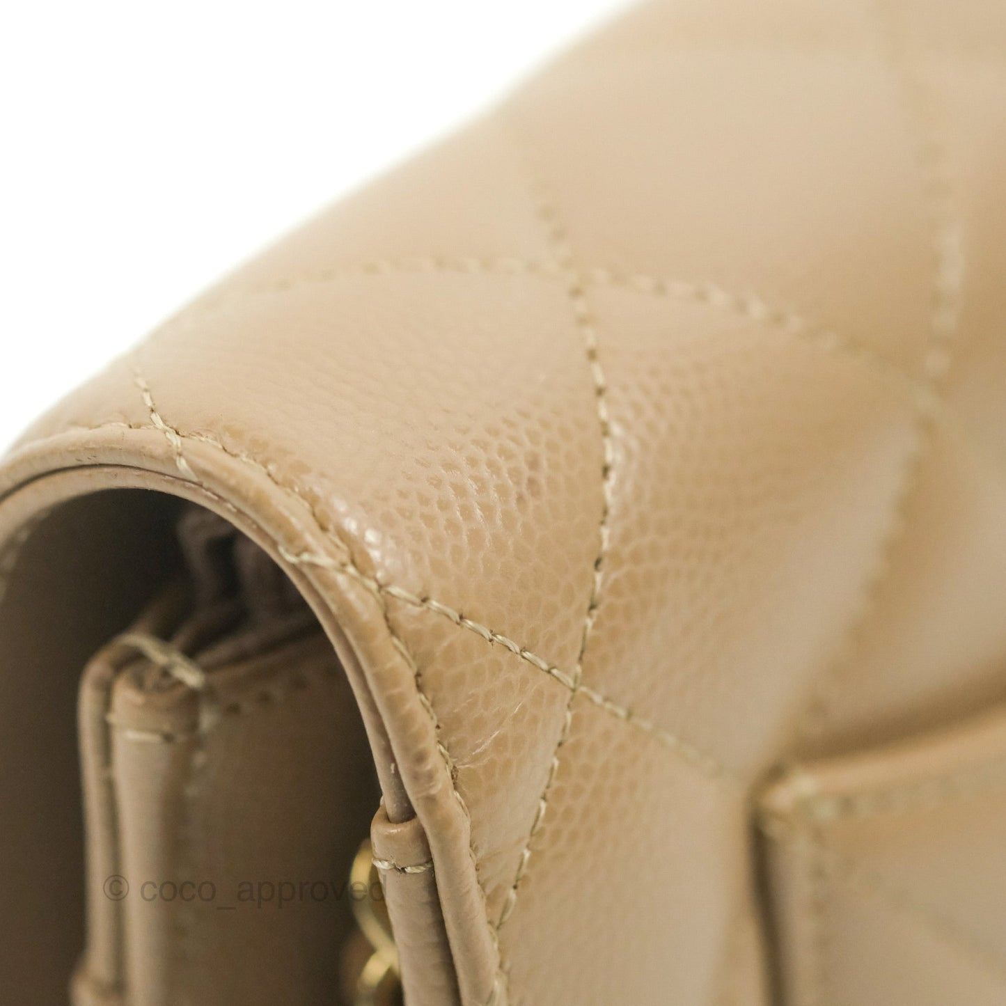 Chanel Quilted Classic Wallet on Chain WOC Dark Beige Caviar Gold Hardware