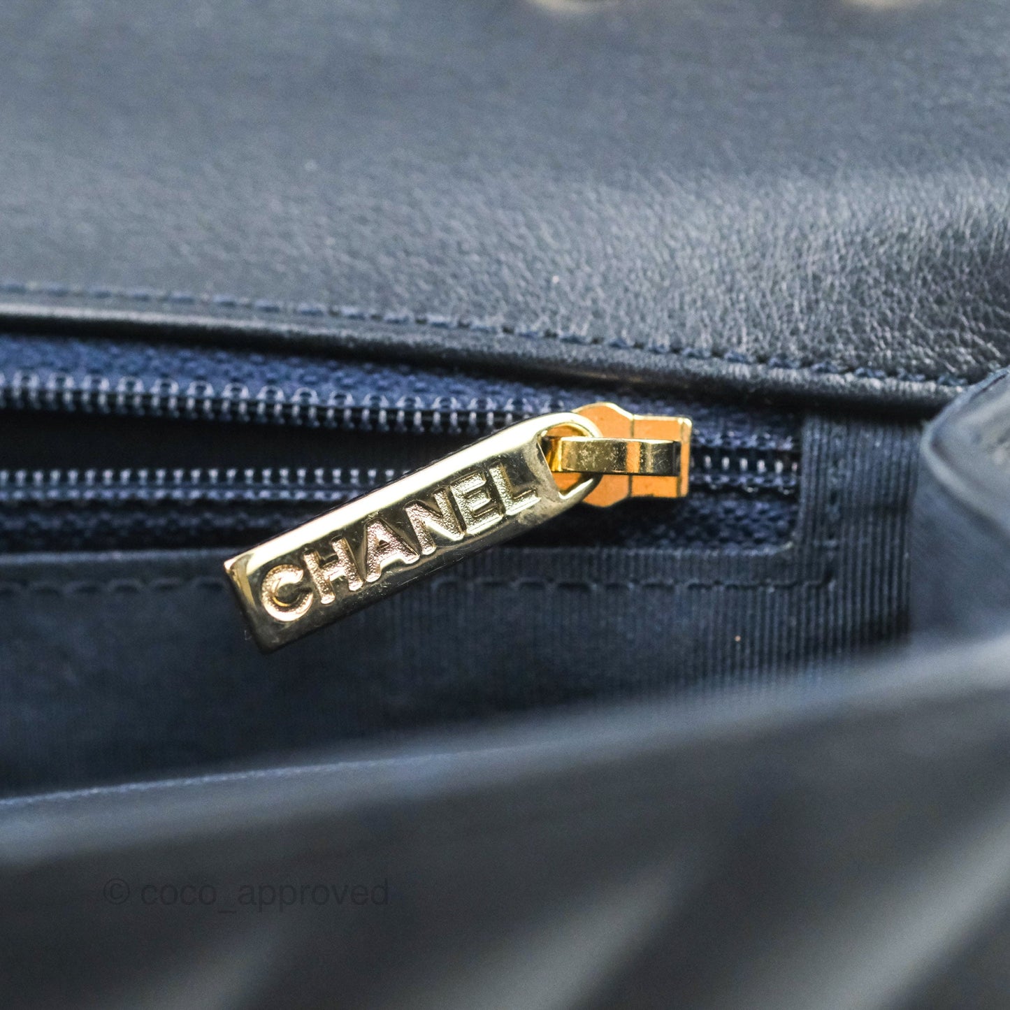 Chanel Medium Statement Chevron Flap Bag Navy Calfskin Gold Hardware