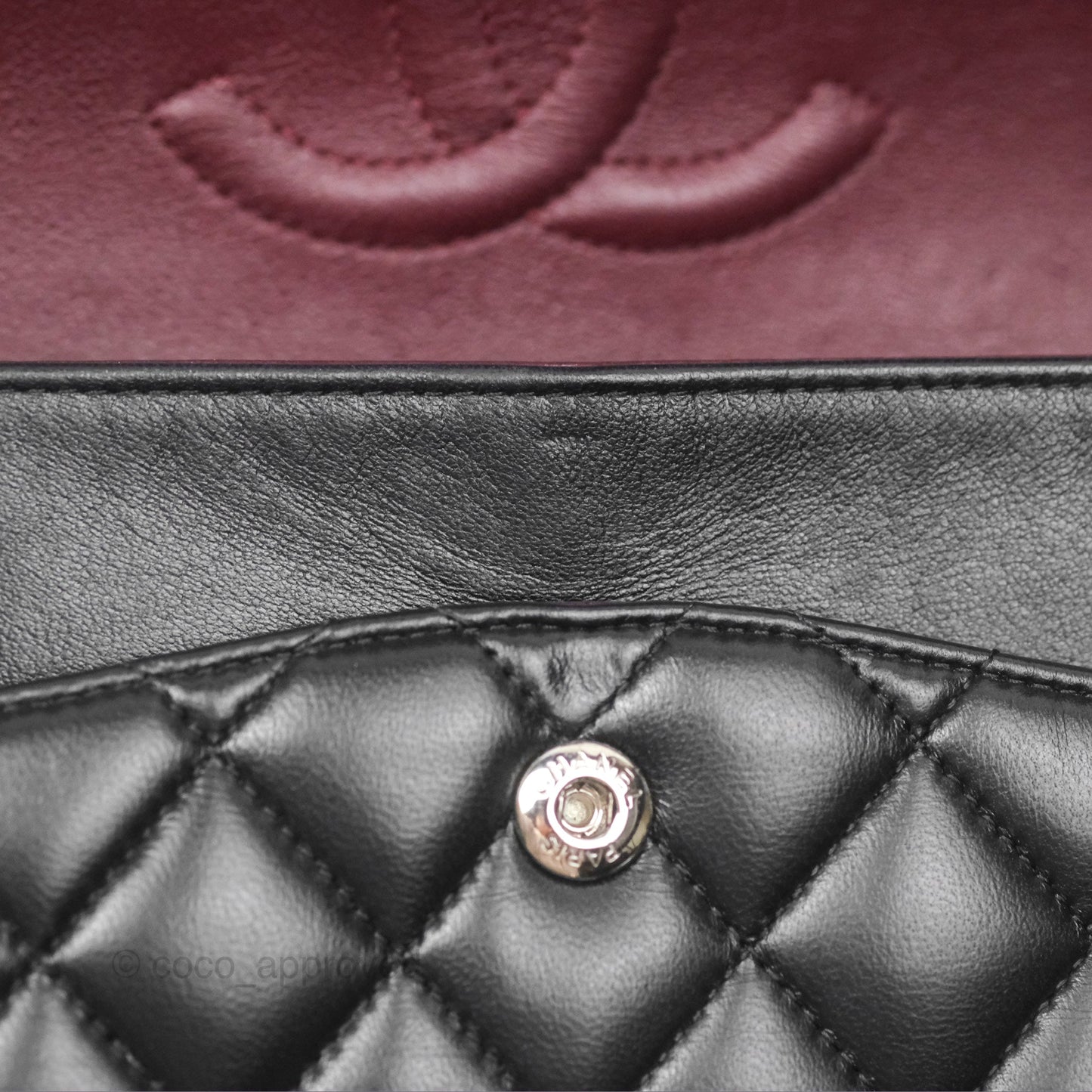 Chanel Classic M/L Medium Flap Quilted Black Lambskin Silver Hardware