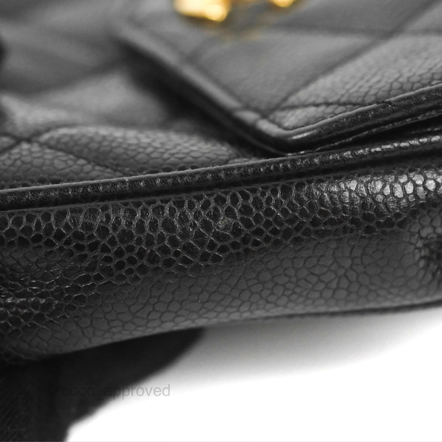 Chanel Vintage Belt Bag Quilted Black Caviar 24K Gold Hardware