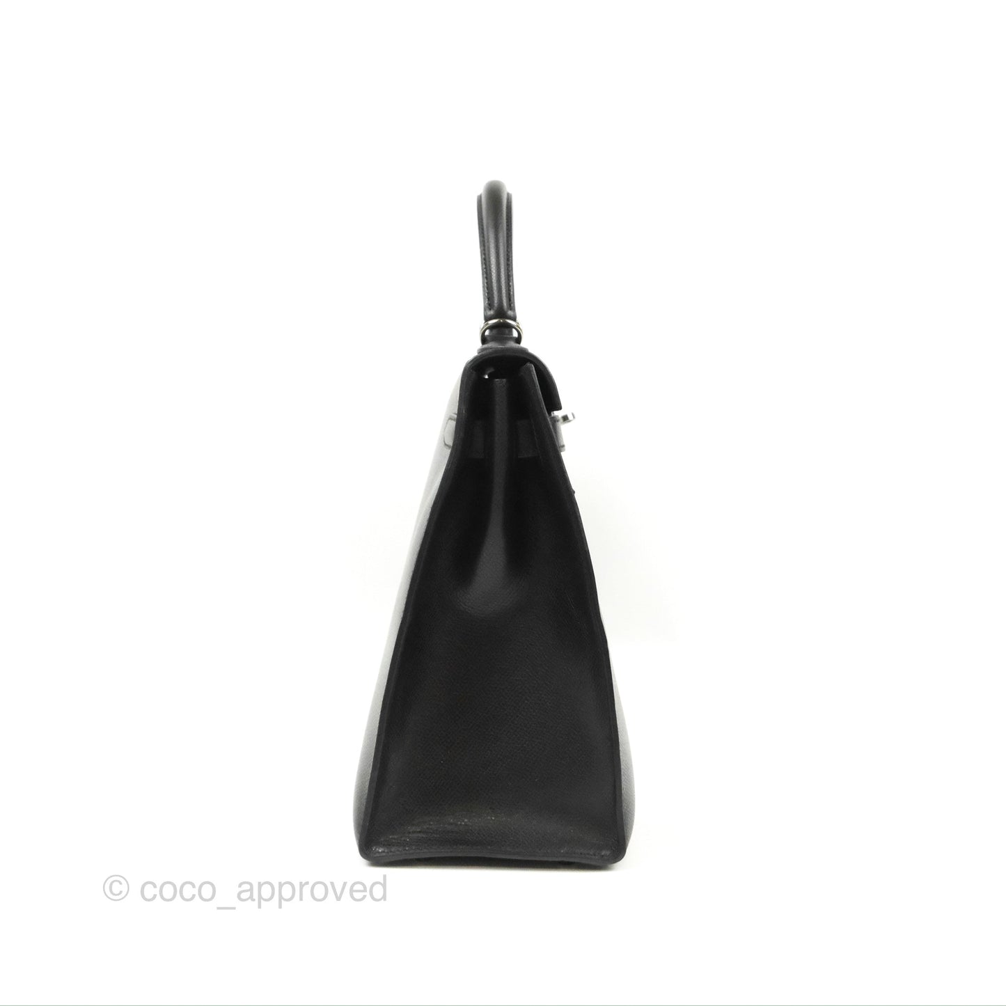 Hermès Kelly 32 Sellier Black Epsom Palladium Hardware