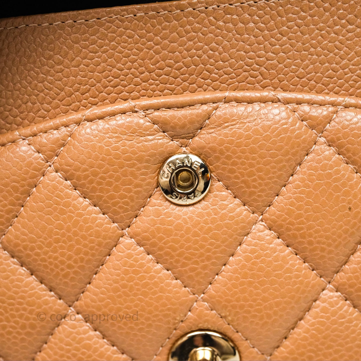 Chanel Classic M/L Medium Flap Quilted Beige Caviar Gold Hardware