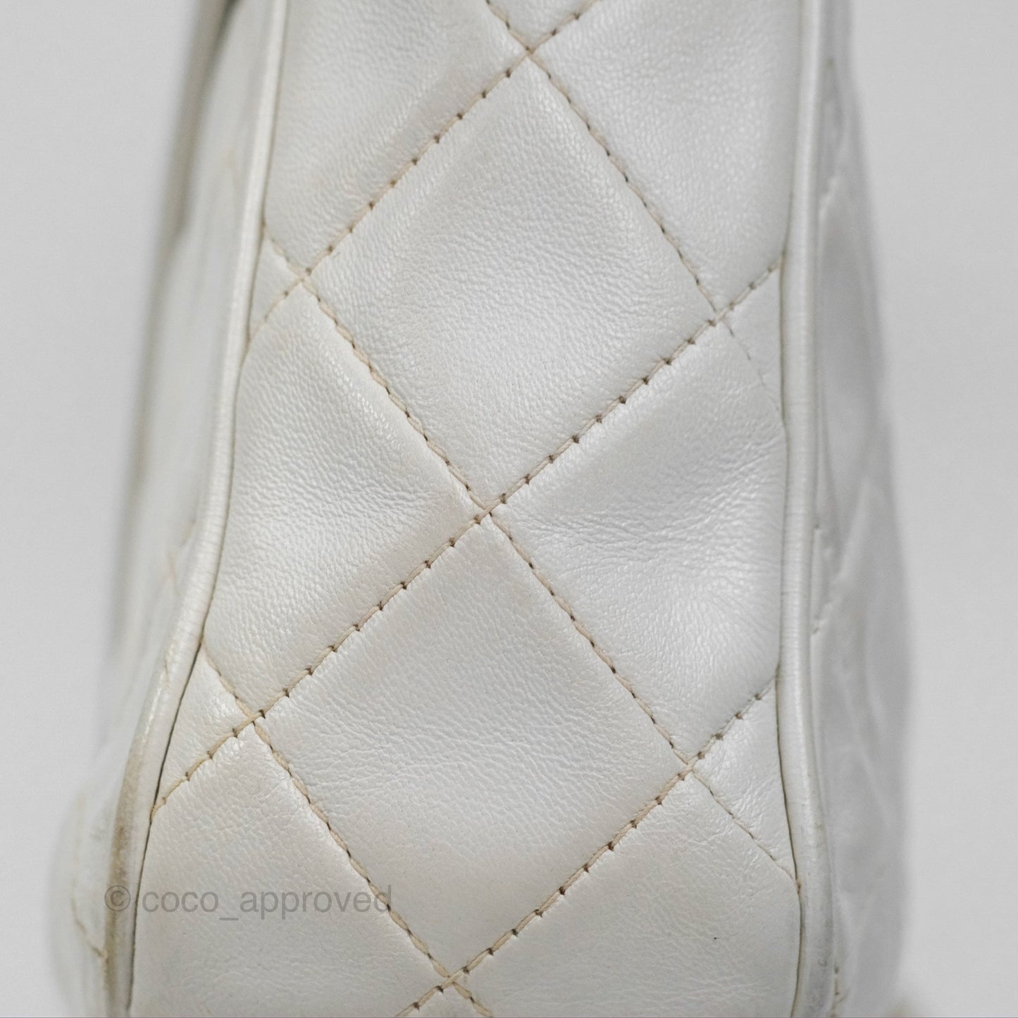 Chanel Vintage Small Camera Bag White Lambskin Gold Hardware