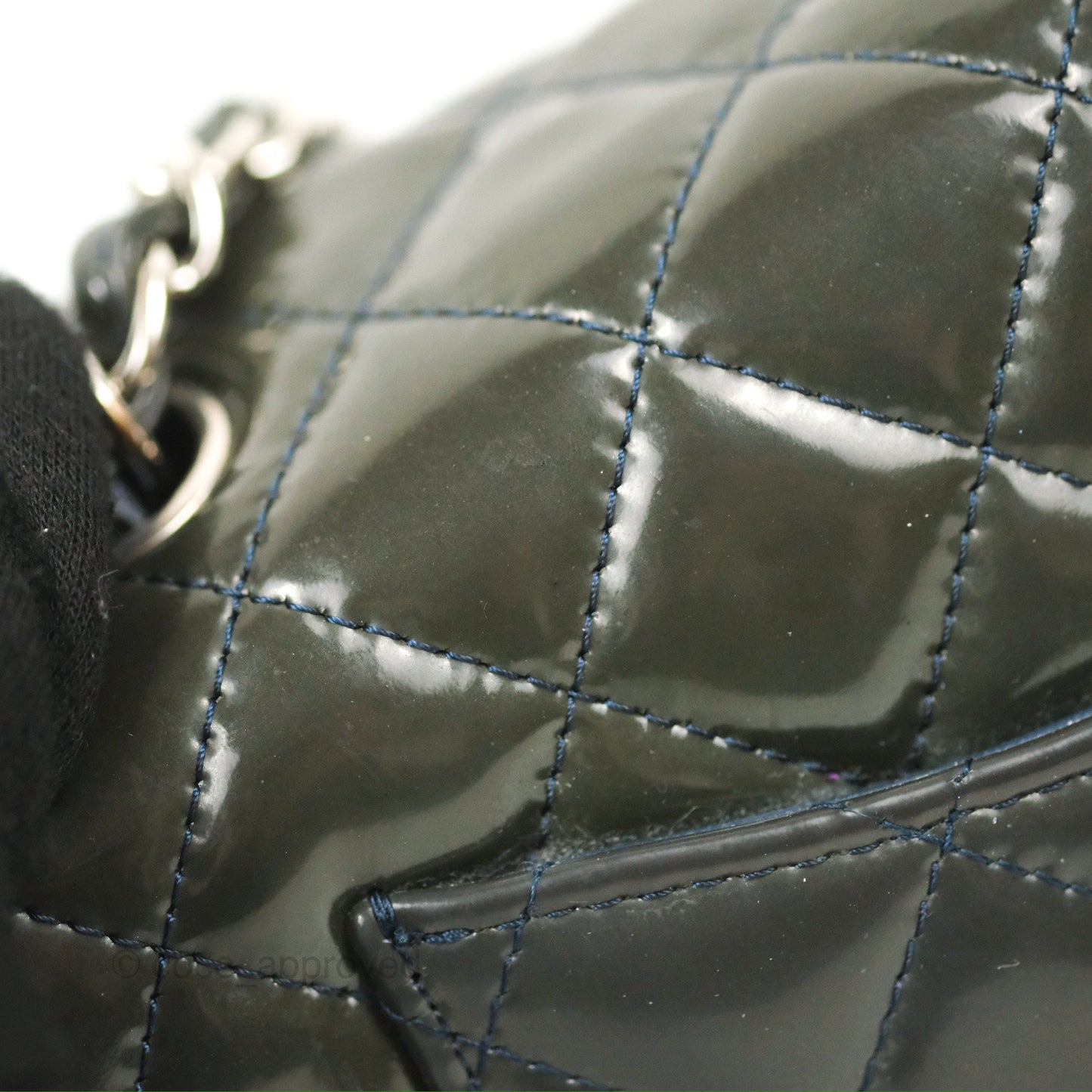 Chanel Quilted Mini Rectangular Green Patent Silver Hardware