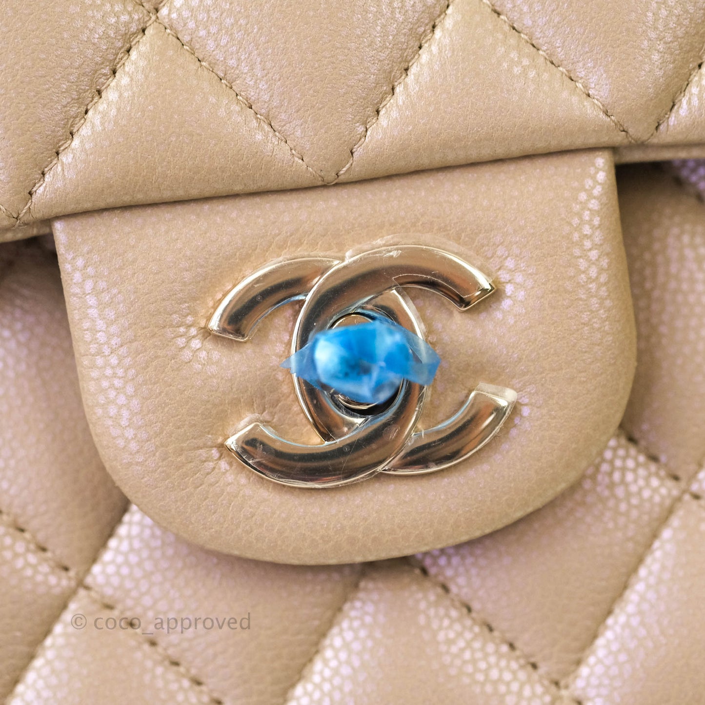 Chanel M/L Medium Double Flap Bag Iridescent Dark Beige Caviar Gold Hardware 21S