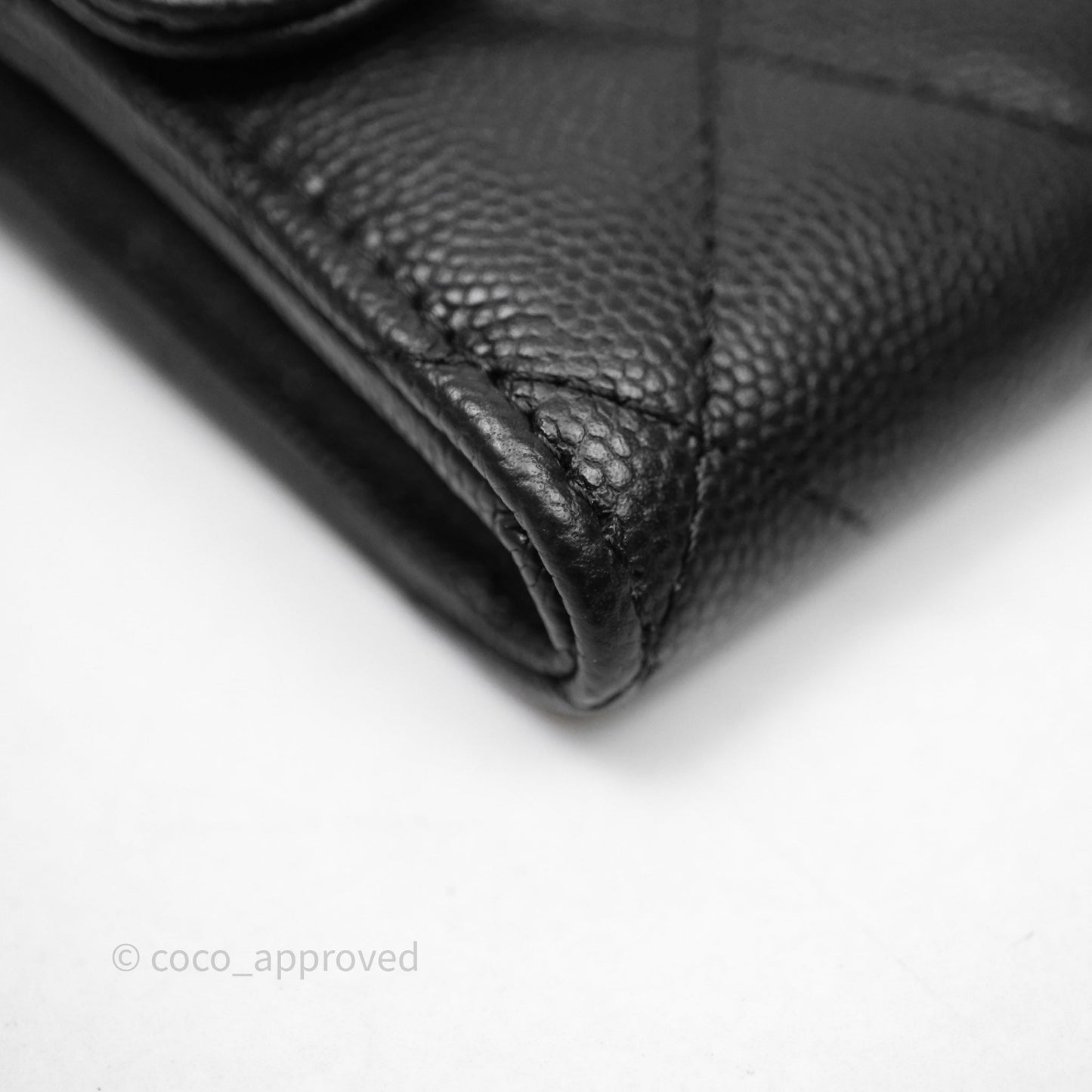 Chanel Classic Long Black Caviar Flap Wallet Silver Hardware