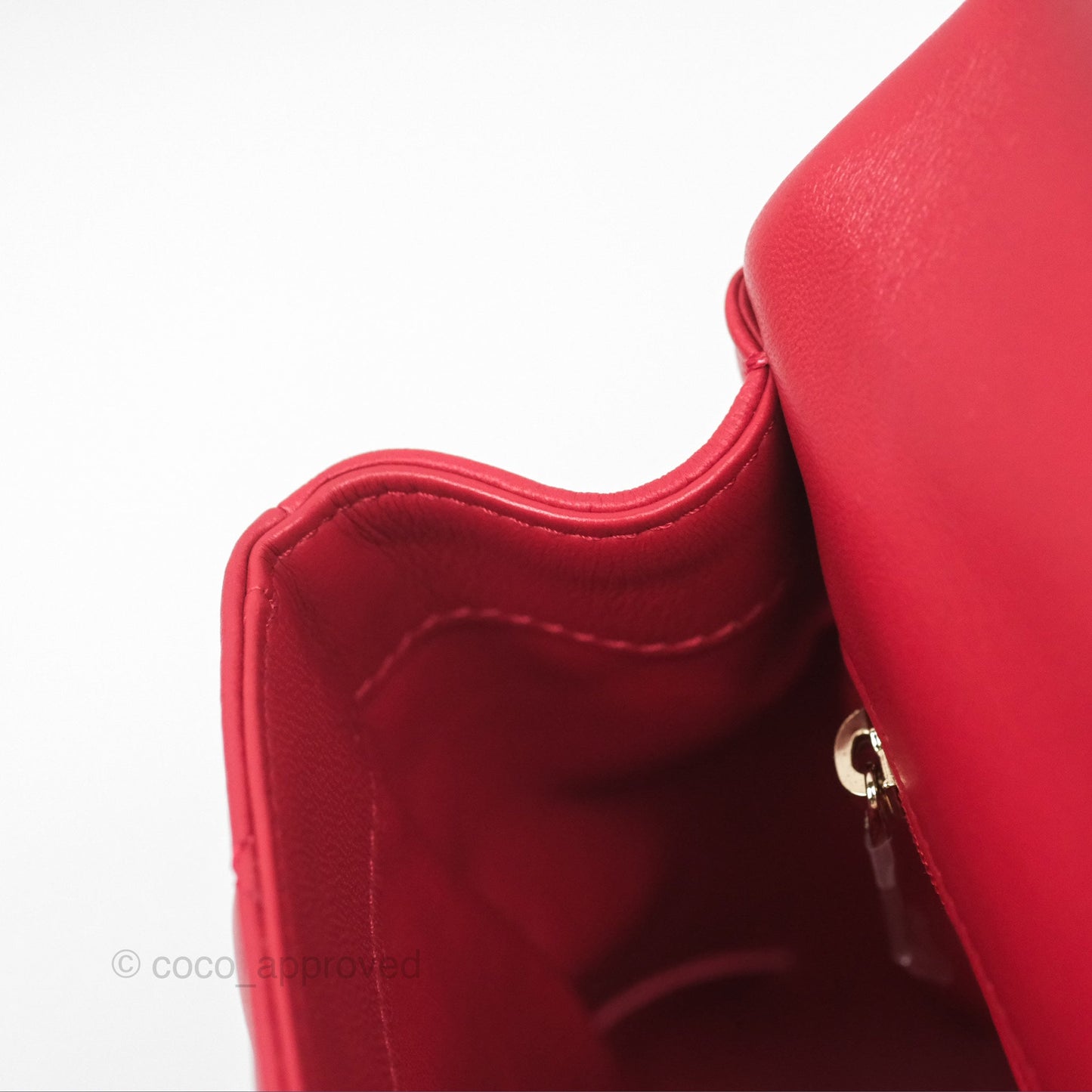Chanel Easy Carry Flap Bag With Handle Red Lambskin Gold Hardware