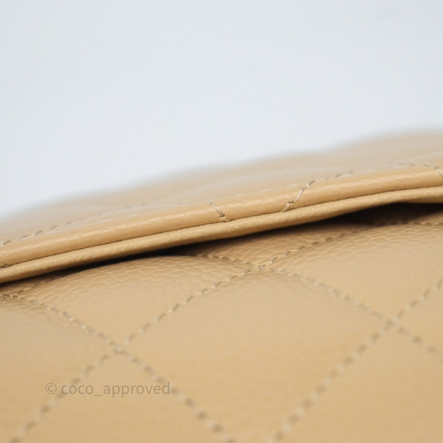 Chanel Small Classic Flap Quilted Beige Caviar Gold Hardware