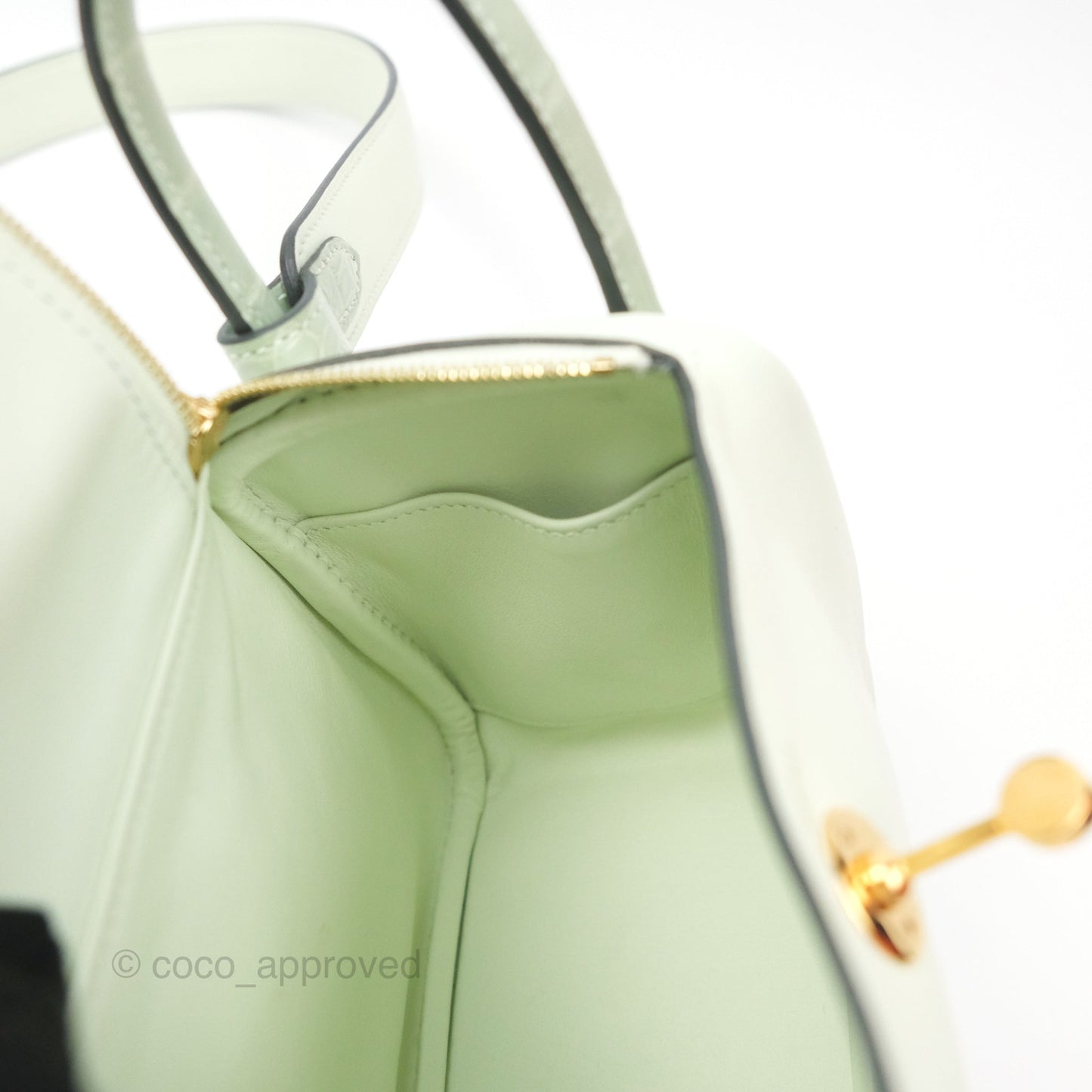 Hermès Mini Lindy Touch Vert Fizz 0S Swift Alligator Handle Gold Hardware