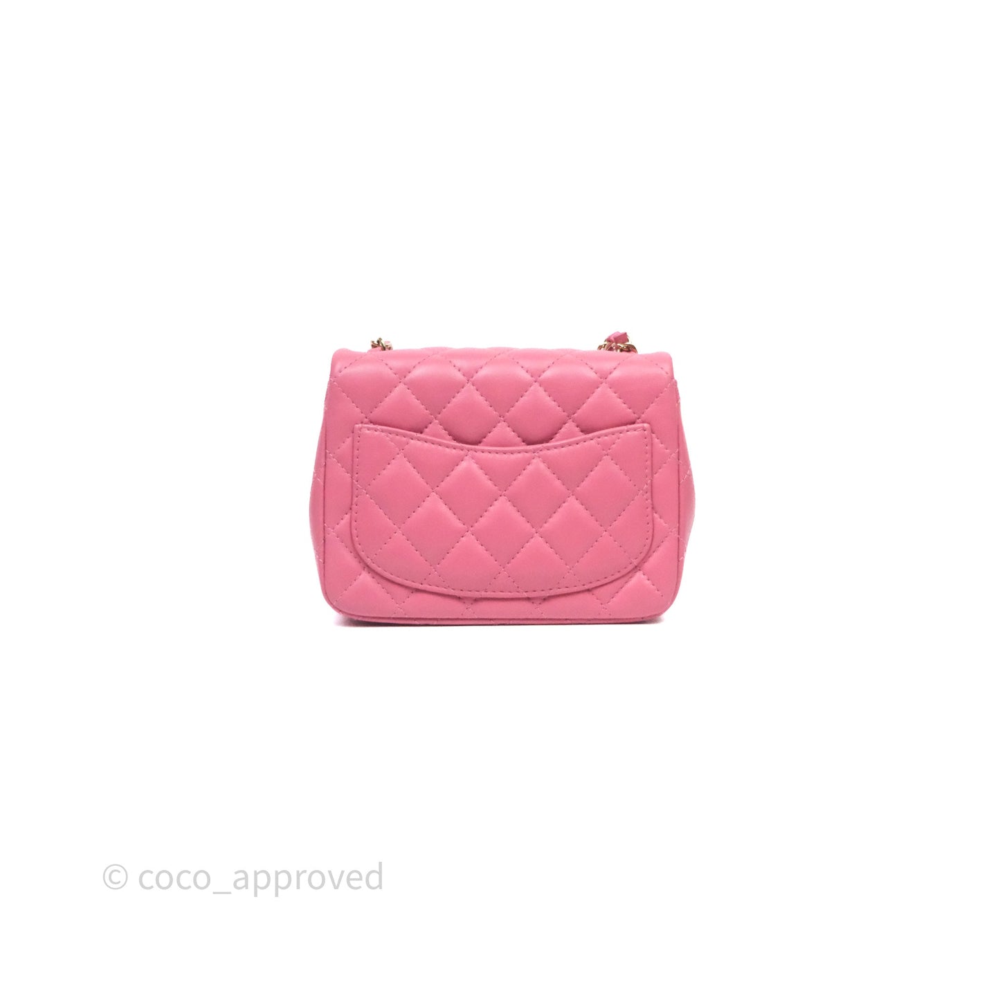 Chanel Quilted Mini Square Pink Lambskin Gold Hardware