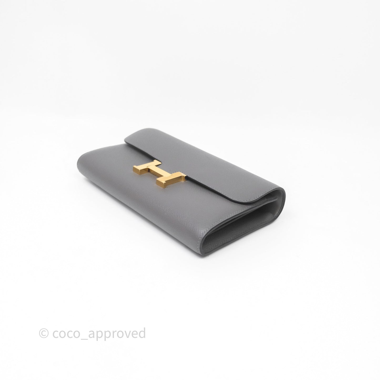 Hermès Constance Long To Go Wallet Gris Meyer 0L Epsom Gold Hardware