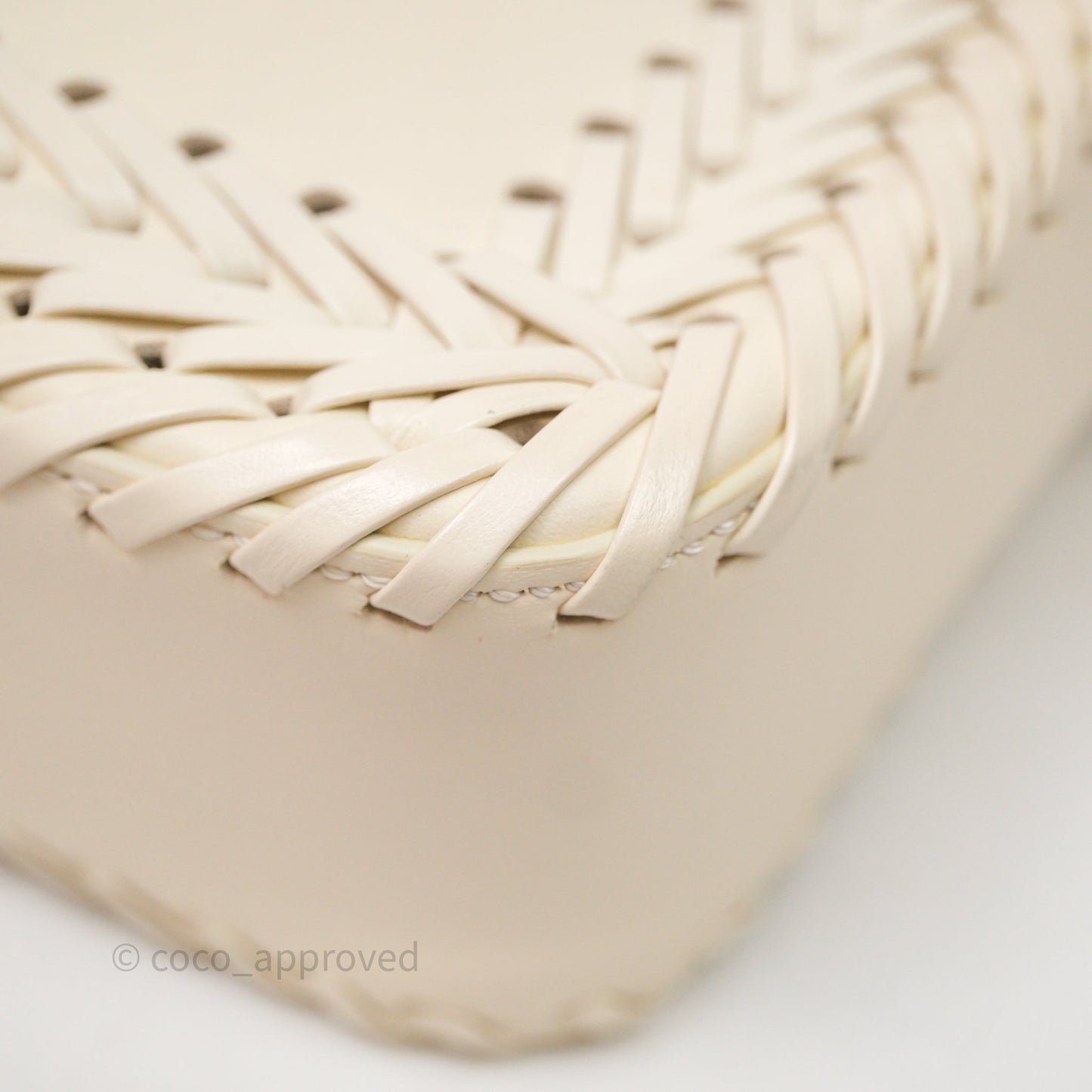 Fendi Braided Leather Baguette Bag Ivory Gold Hardware