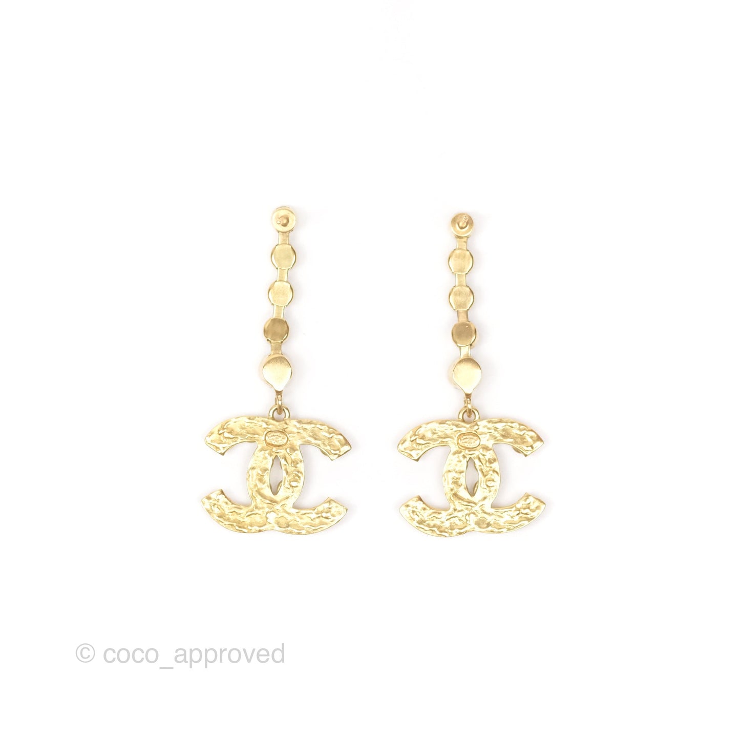 Chanel Crystal CC Drop Earrings Gold Tone 20S