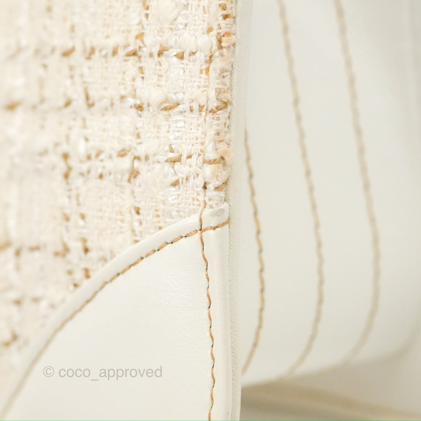 Chanel Small Tweed Flap Bag White Aged Gold Hardware