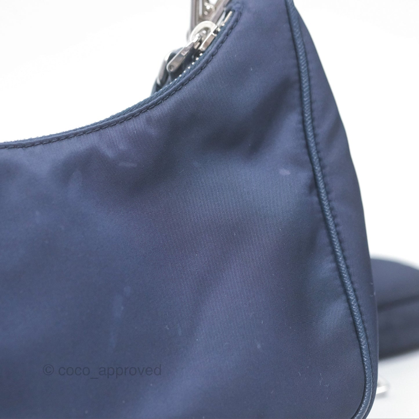 Prada Nylon Re-Edition 2005 Shoulder Bag Navy Blue Silver Hardware
