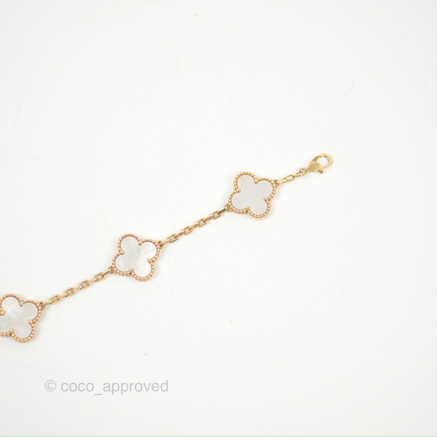 Van Cleef & Arpels Vintage Alhambra 5 Motifs White Mother-of-pearl Yellow Gold Bracelet