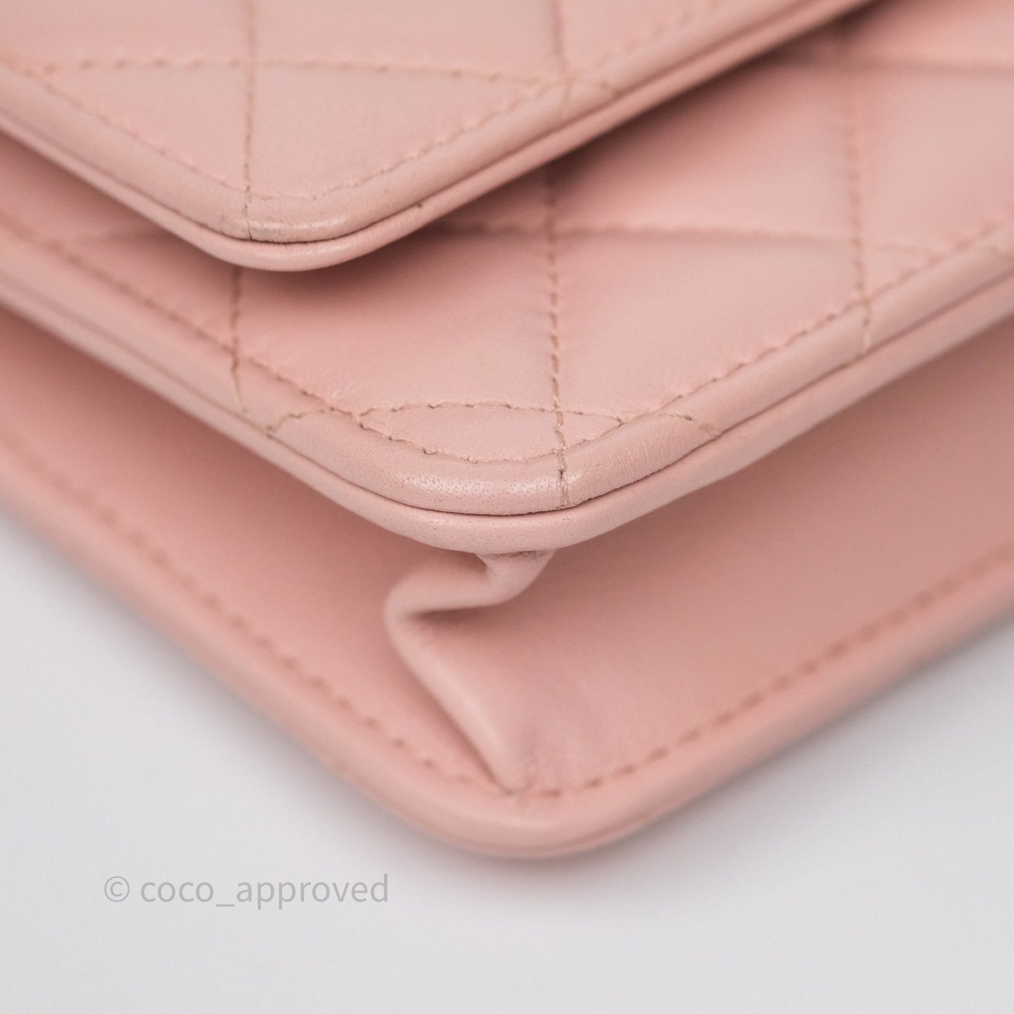 Chanel Camellia Crush Wallet on Chain WOC Pink Lambskin Aged Gold Hardware