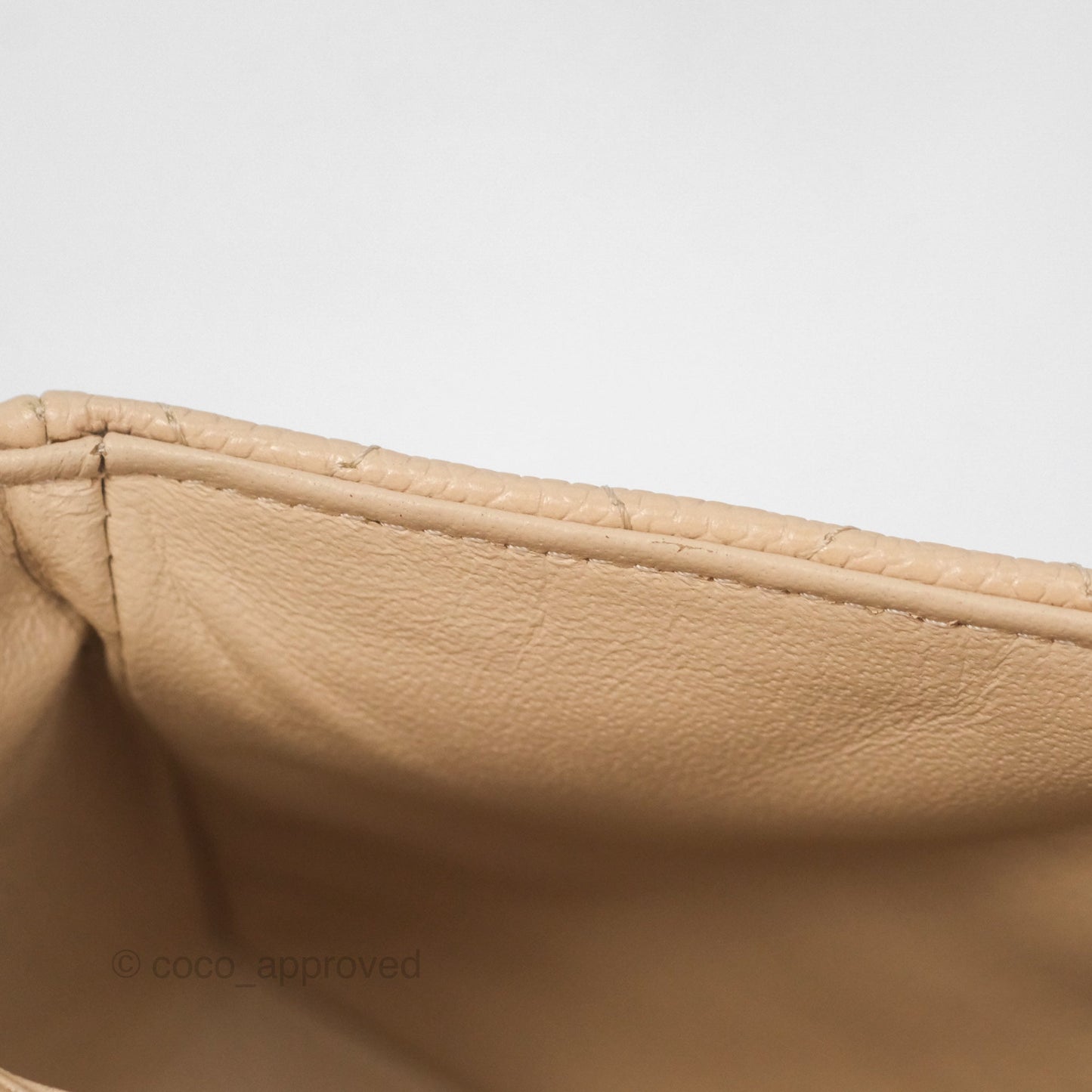 Chanel Quilted East West Flap Beige Caviar Silver Hardware