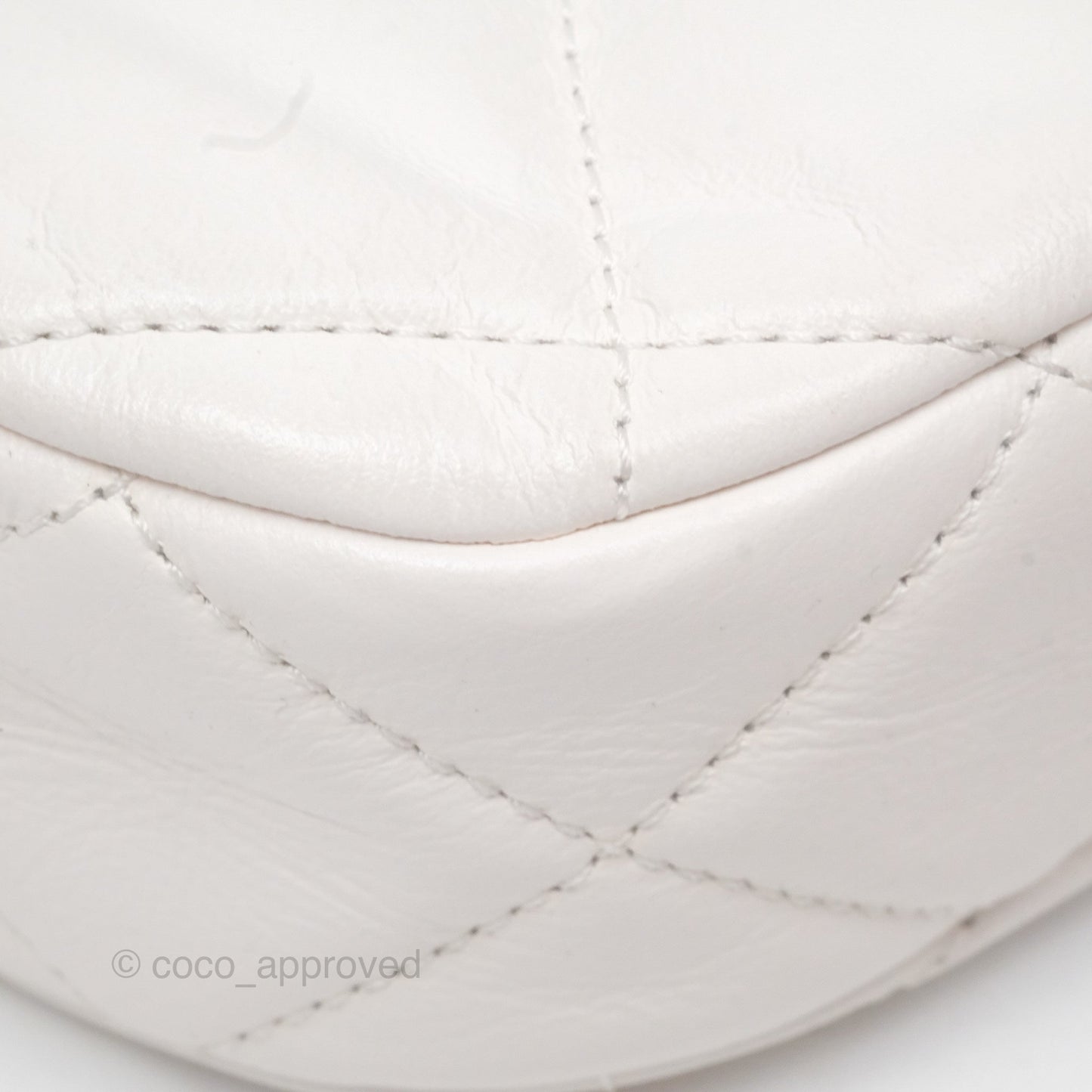 Chanel Hobo Bag White Aged Calfskin Aged Gold Hardware