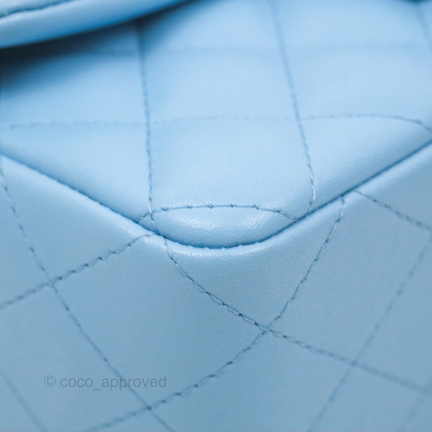 Chanel Quilted Mini Rectangular Flap Light Blue Lambskin Gold Hardware