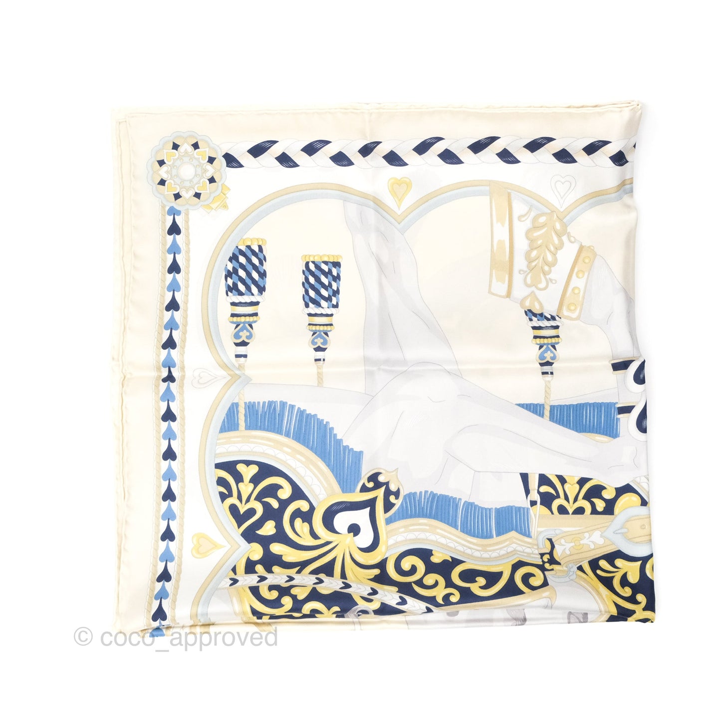 Hermès Harnais de Coeur Scarf 90
