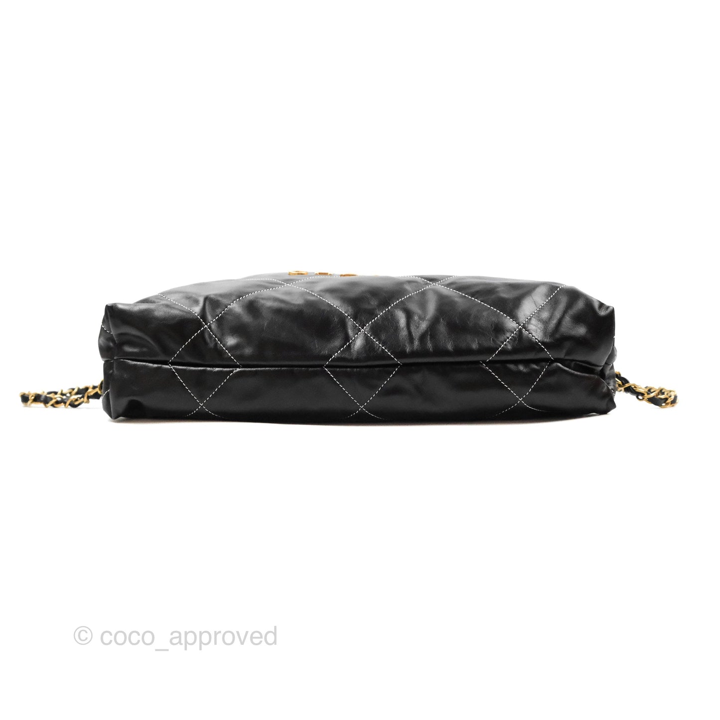 Chanel 22 Medium Shiny Calfskin Quilted Backpack Black