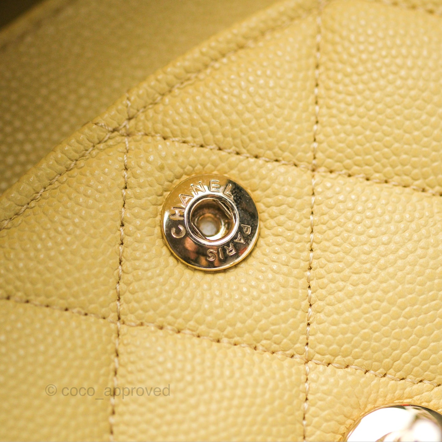 Chanel Small Classic Quilted Flap Yellow Caviar Gold Hardware