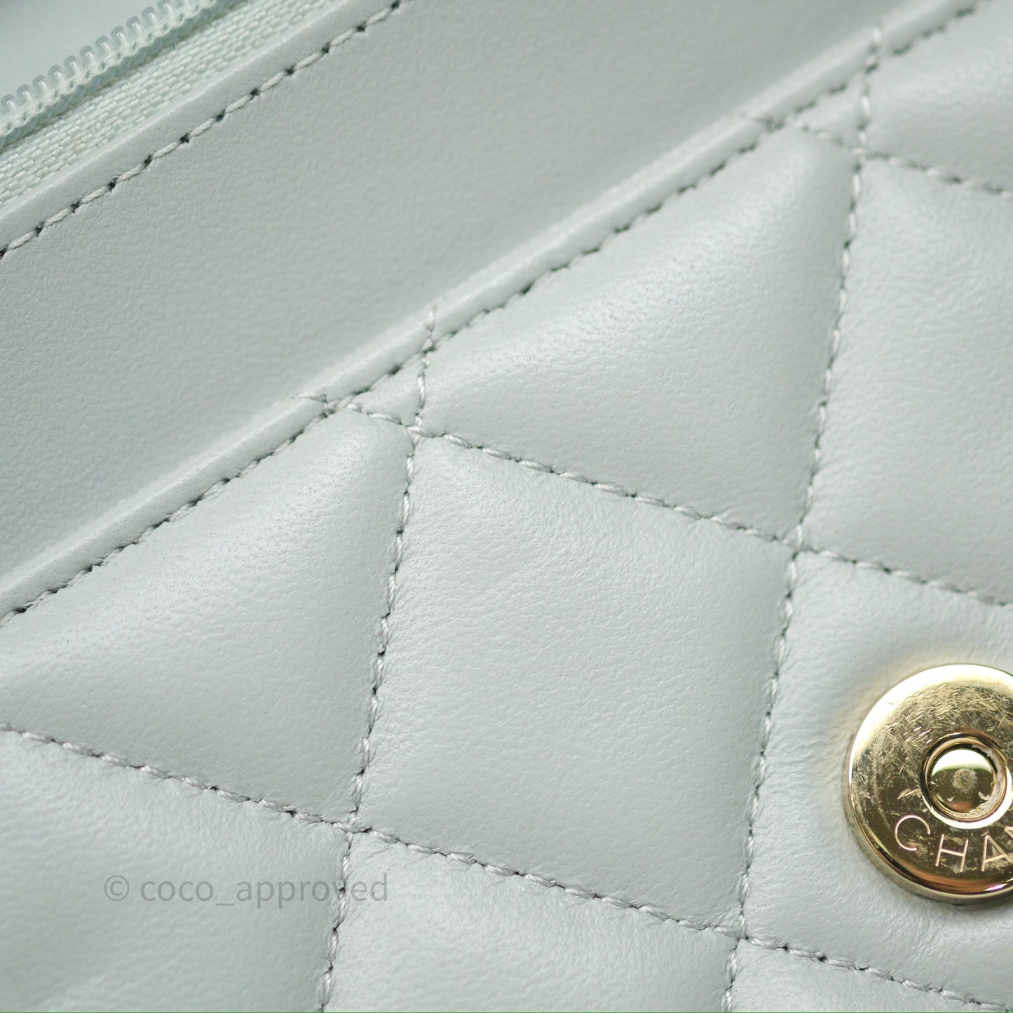 Chanel Classic Quilted Wallet on Chain WOC Grey Lambskin Gold Hardware