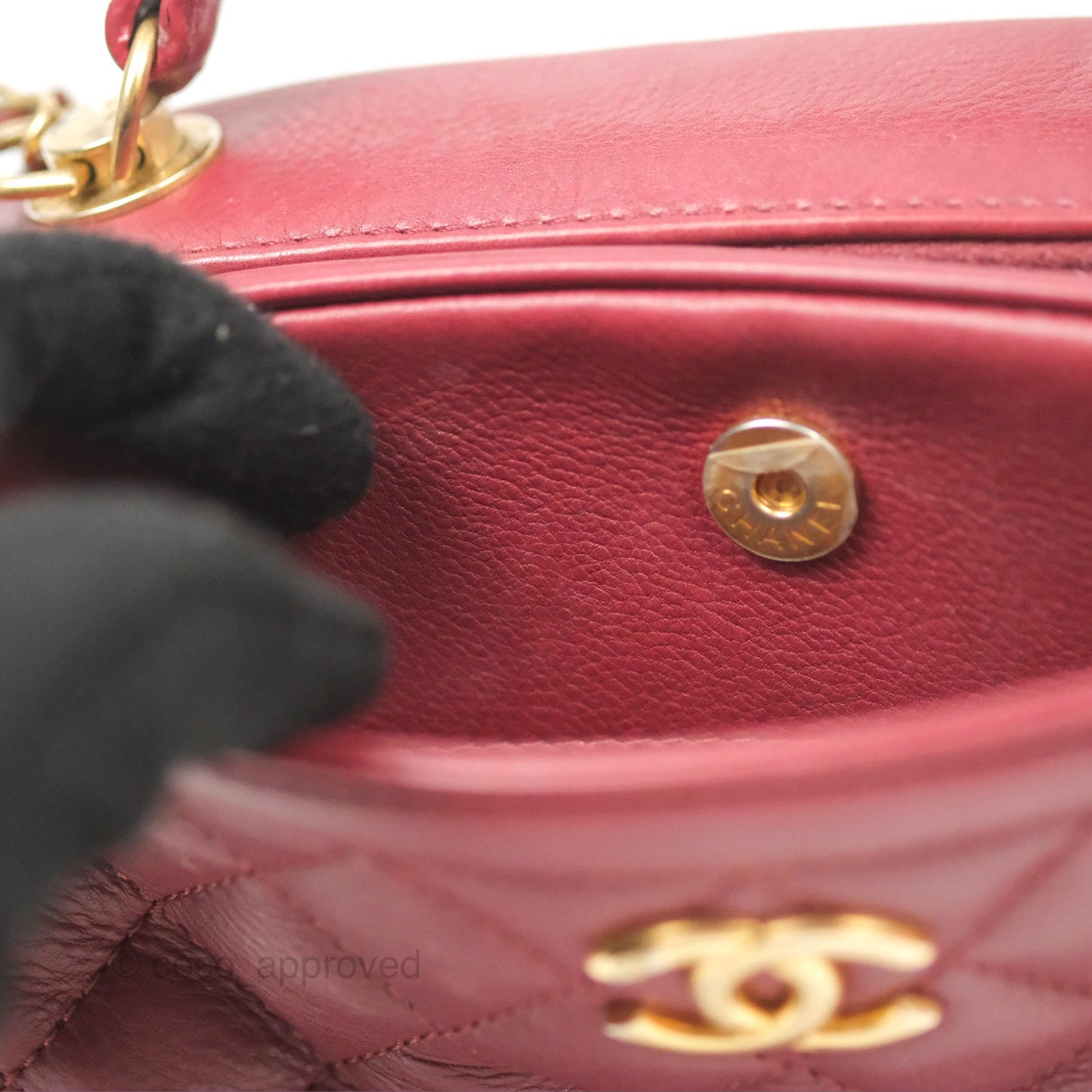 Chanel Quilted CC Small Vanity Case Dark Red Calfskin