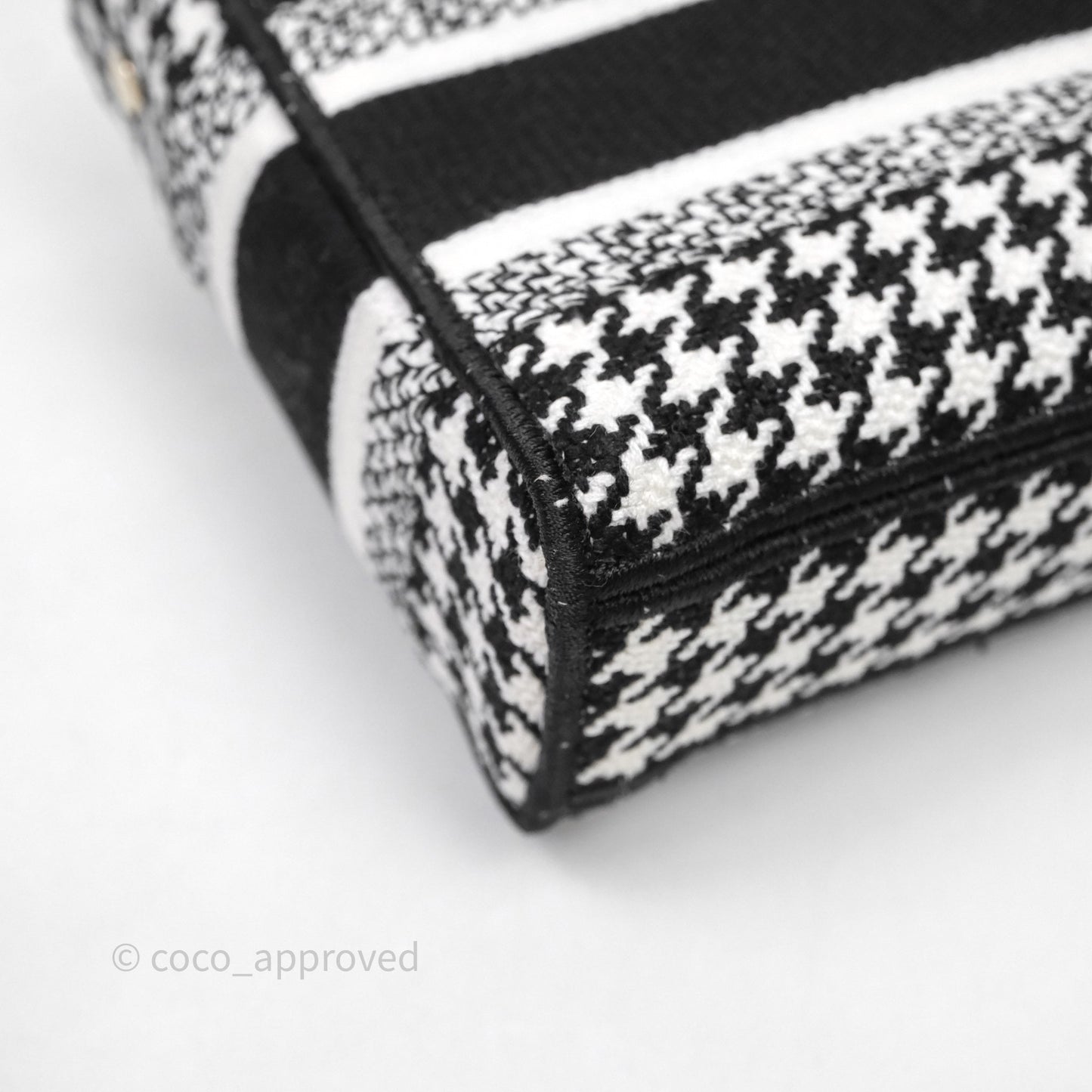 Christian Dior Medium Lady D-Joy Bag Black White Houndstooth Gold Hardware