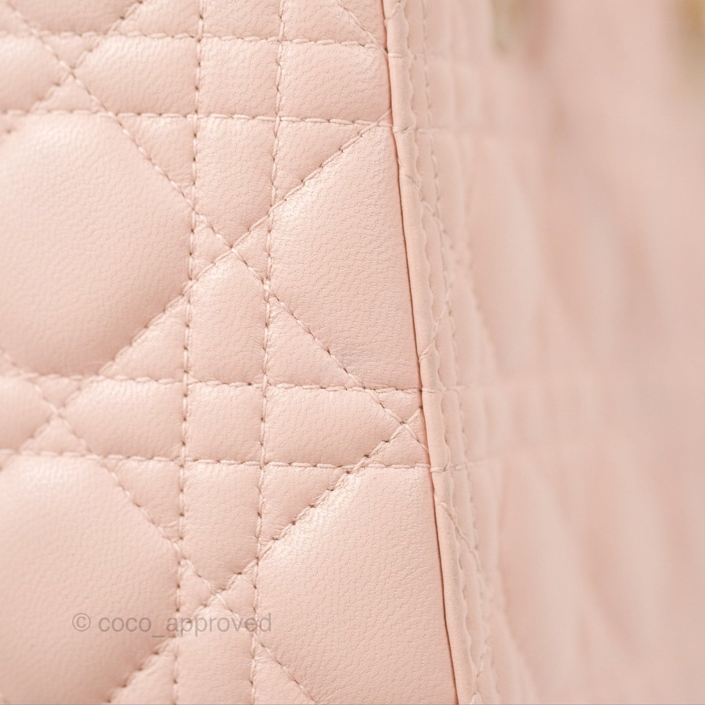 Christian Dior Medium Lady Dior Cannage Light Pink Lambskin Gold Hardware