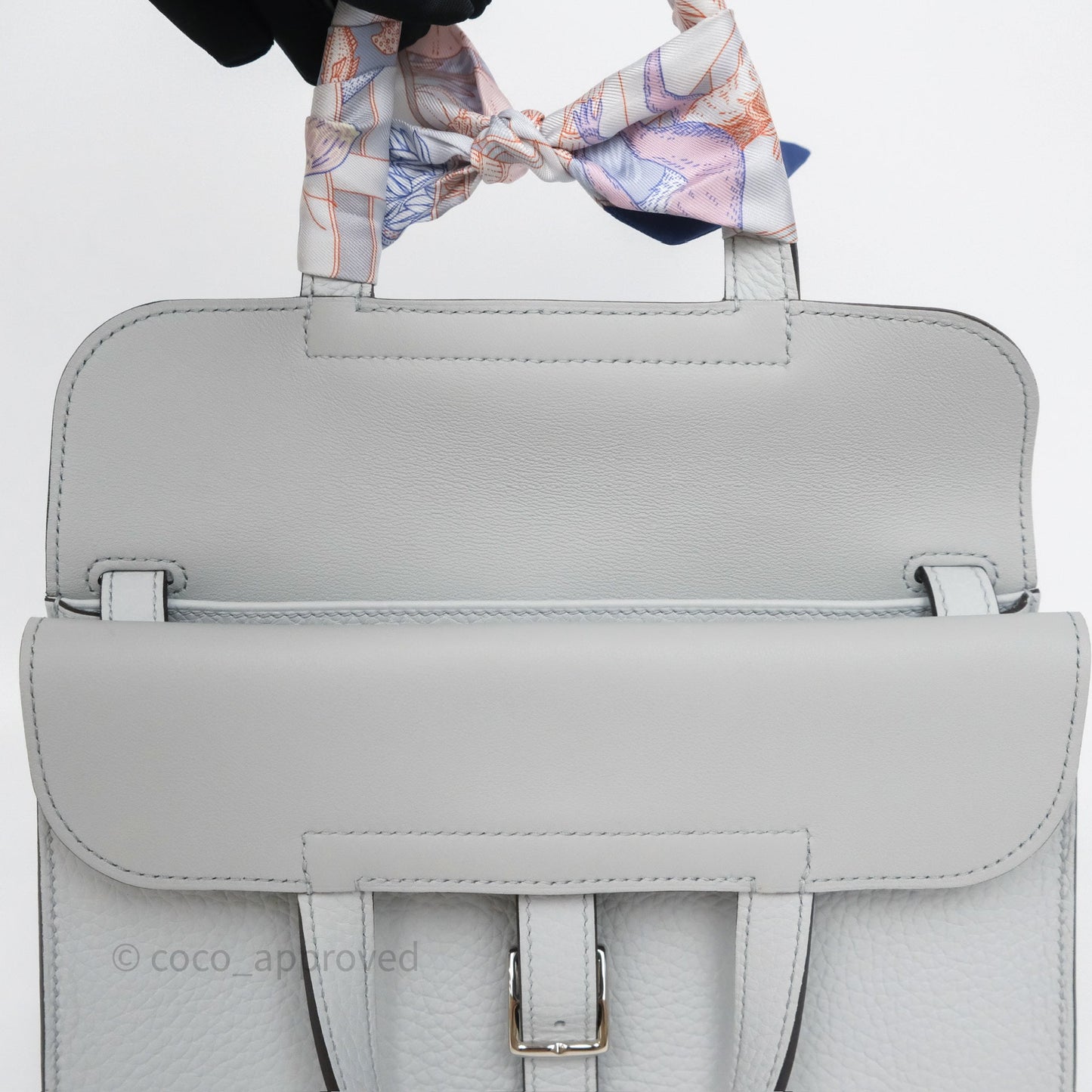 Hermès Halzan 25 Bleu Pale 08 Clemence Palladium Hardware