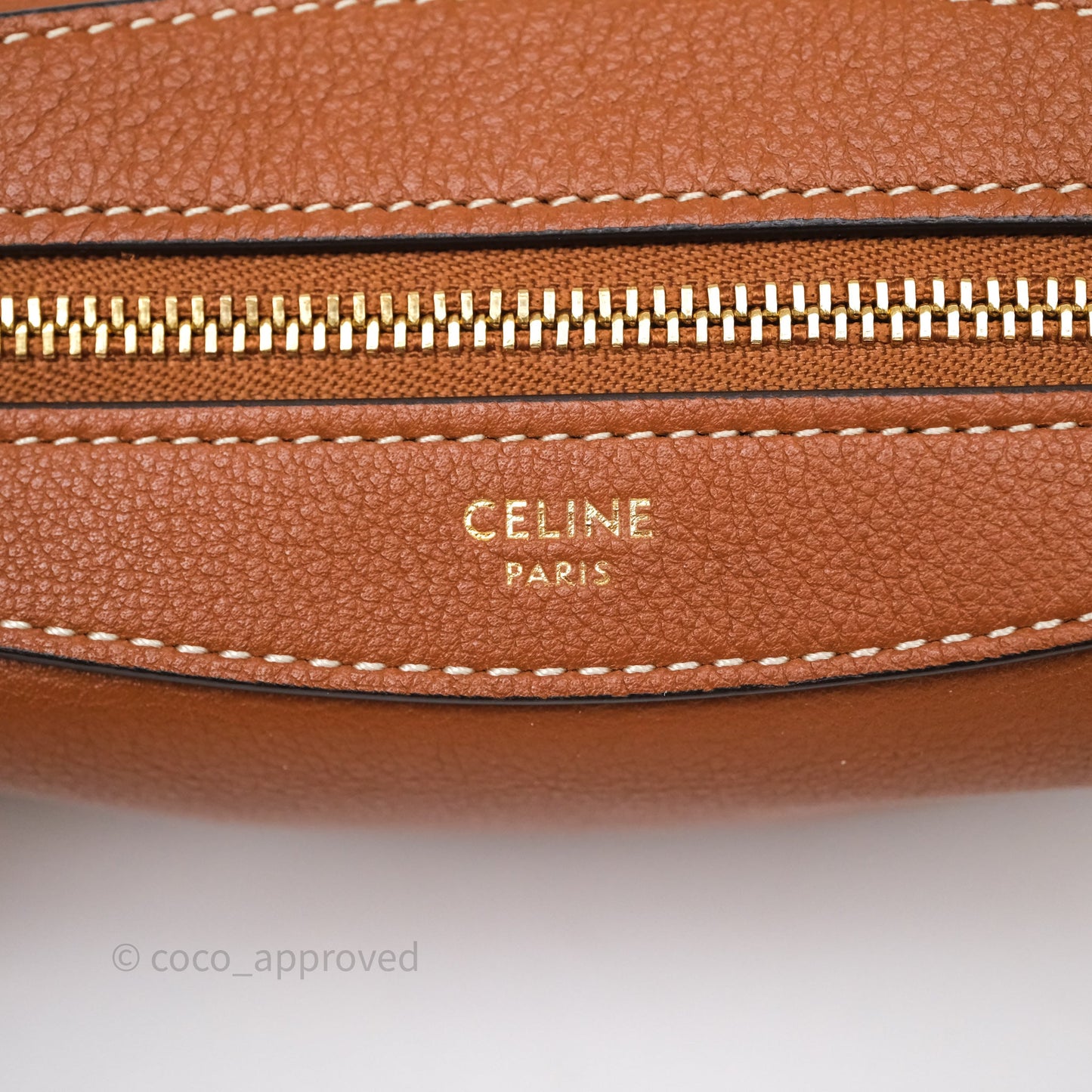 Celine Mini Romy Shoulder Bag Tan Calfskin Gold Hardware