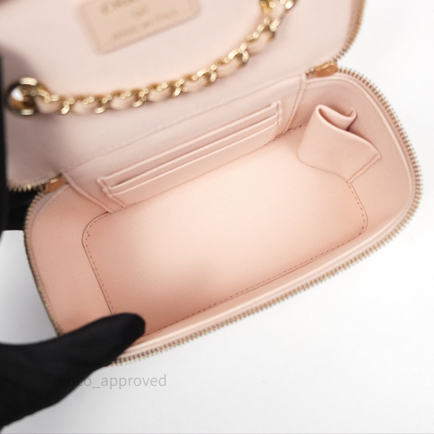 Chanel Vanity with Classic Chain Light Beige Caviar Gold Hardware