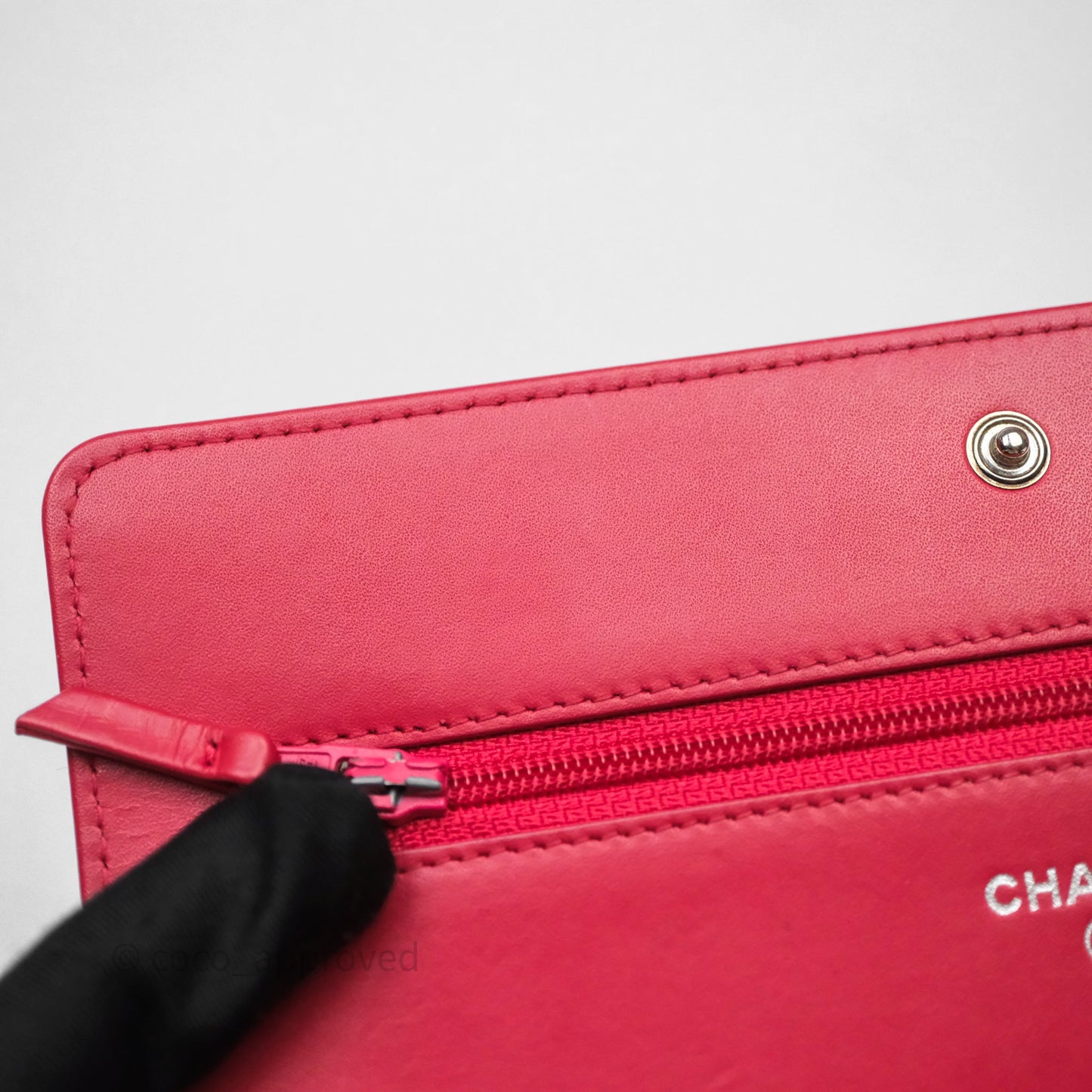 Chanel CC Wallet On Chain WOC Dark Pink Caviar Silver Hardware