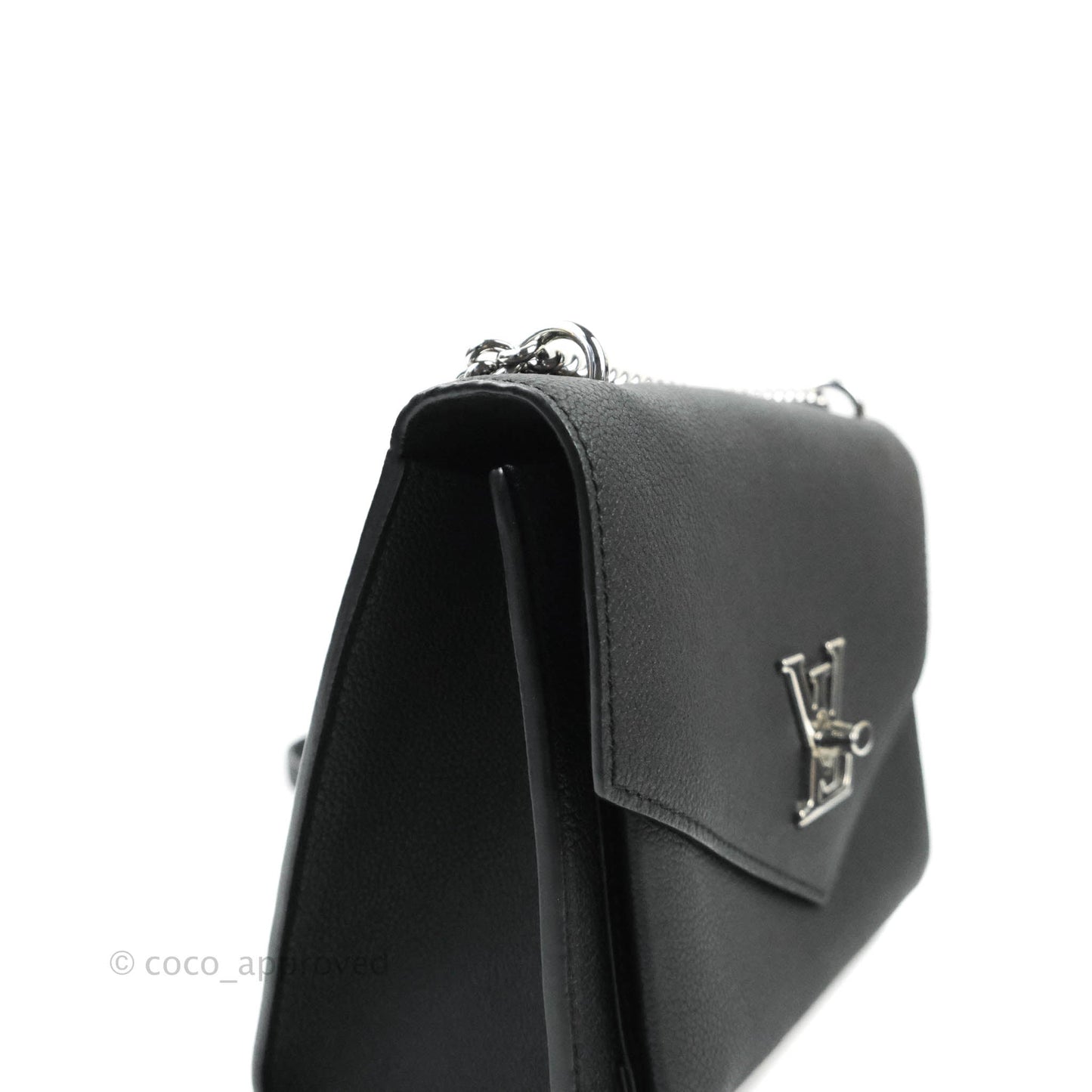 Louis Vuitton Calfskin My Lockme BB Bag Black Silver Hardware