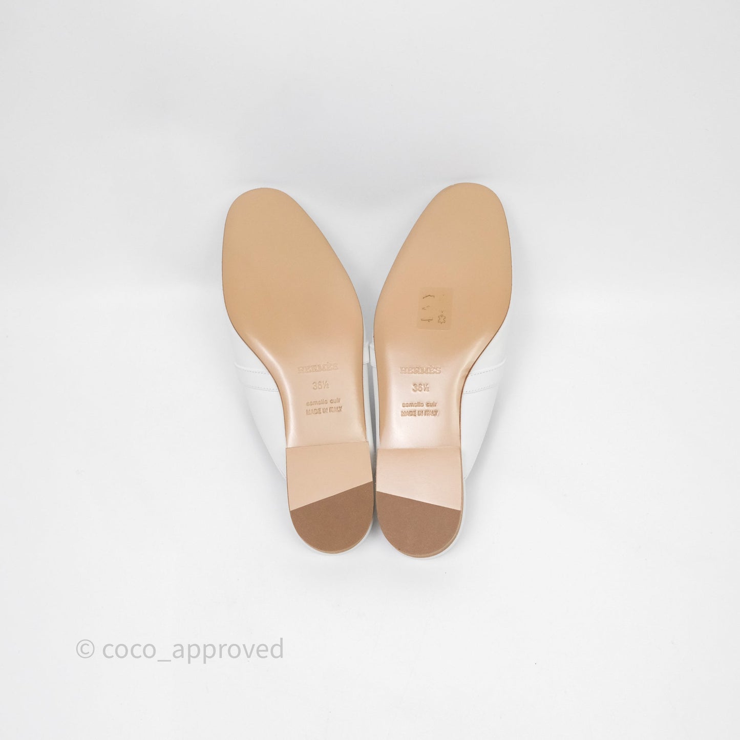 Hermès Oz Velvet Mules White Calfskin Gold Hardware Size 36.5