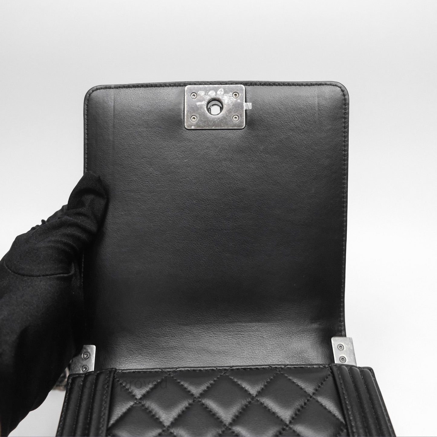 Chanel Quilted North South Boy Flap Black Calfskin Ruthenium Hardware