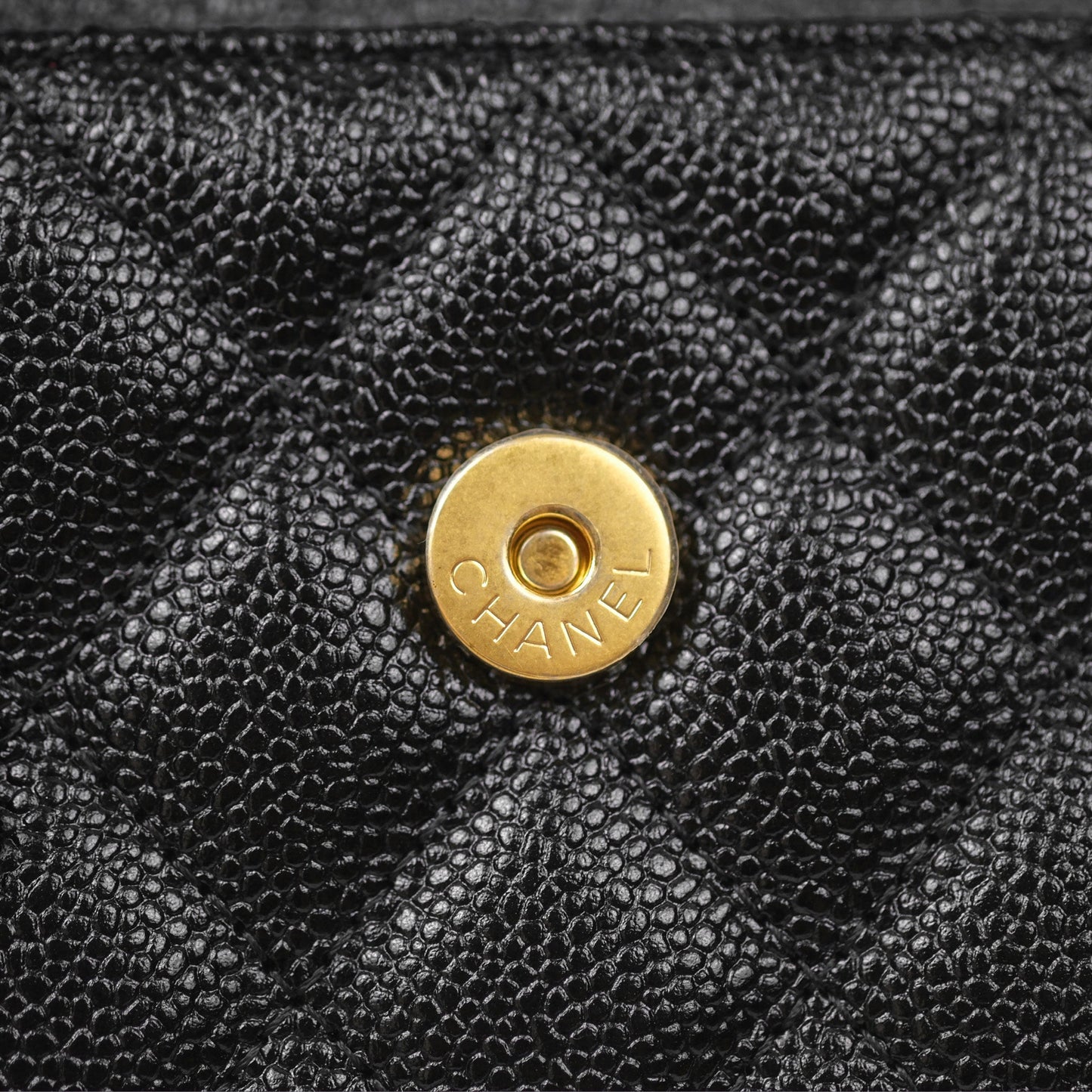 Chanel Clutch With Chain Black Shiny Caviar Aged Gold Hardware