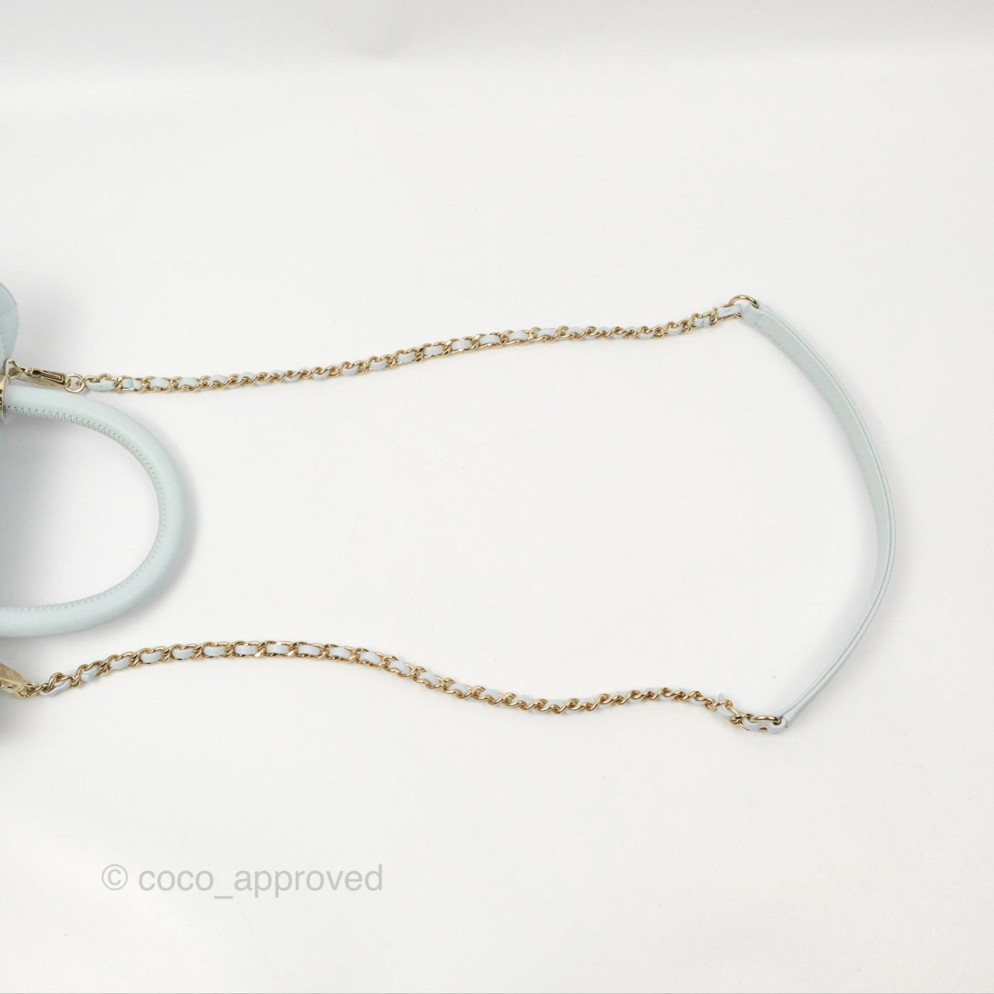 Chanel Small Coco Handle Quilted Light Baby Blue Caviar Gold Hardware