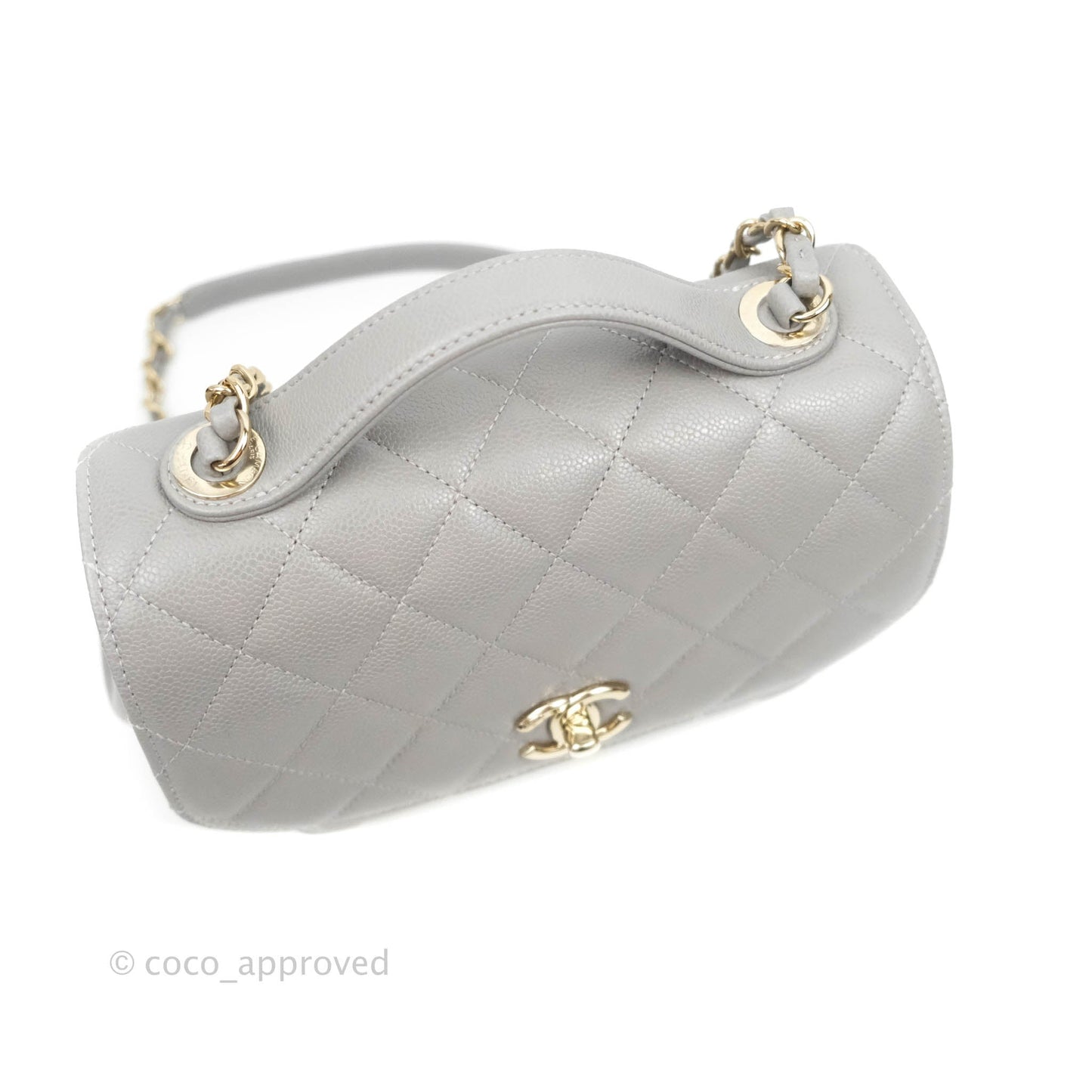 Chanel Quilted Medium Business Affinity Flap Grey Caviar Gold Hardware