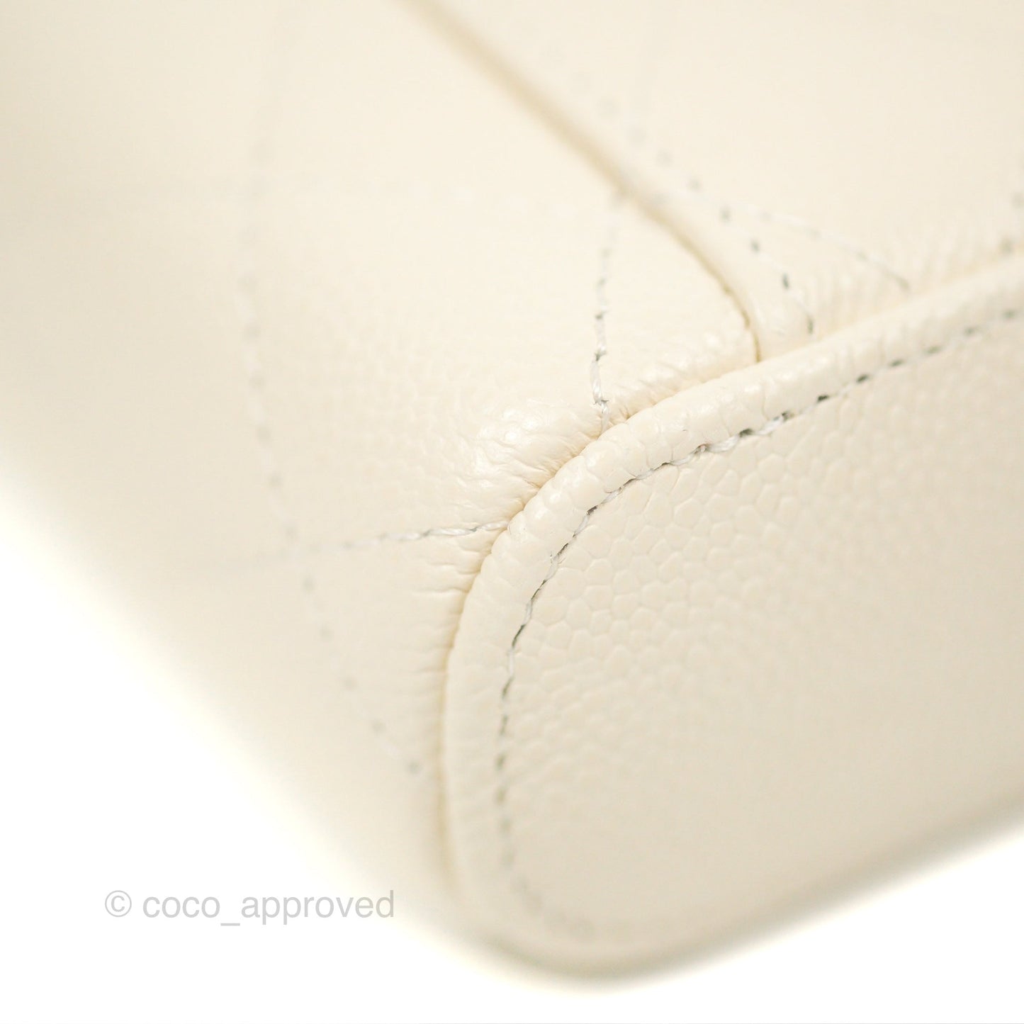 Chanel Quilted Small Handle With Care Vanity Case With Chain White Caviar Gold Hardware