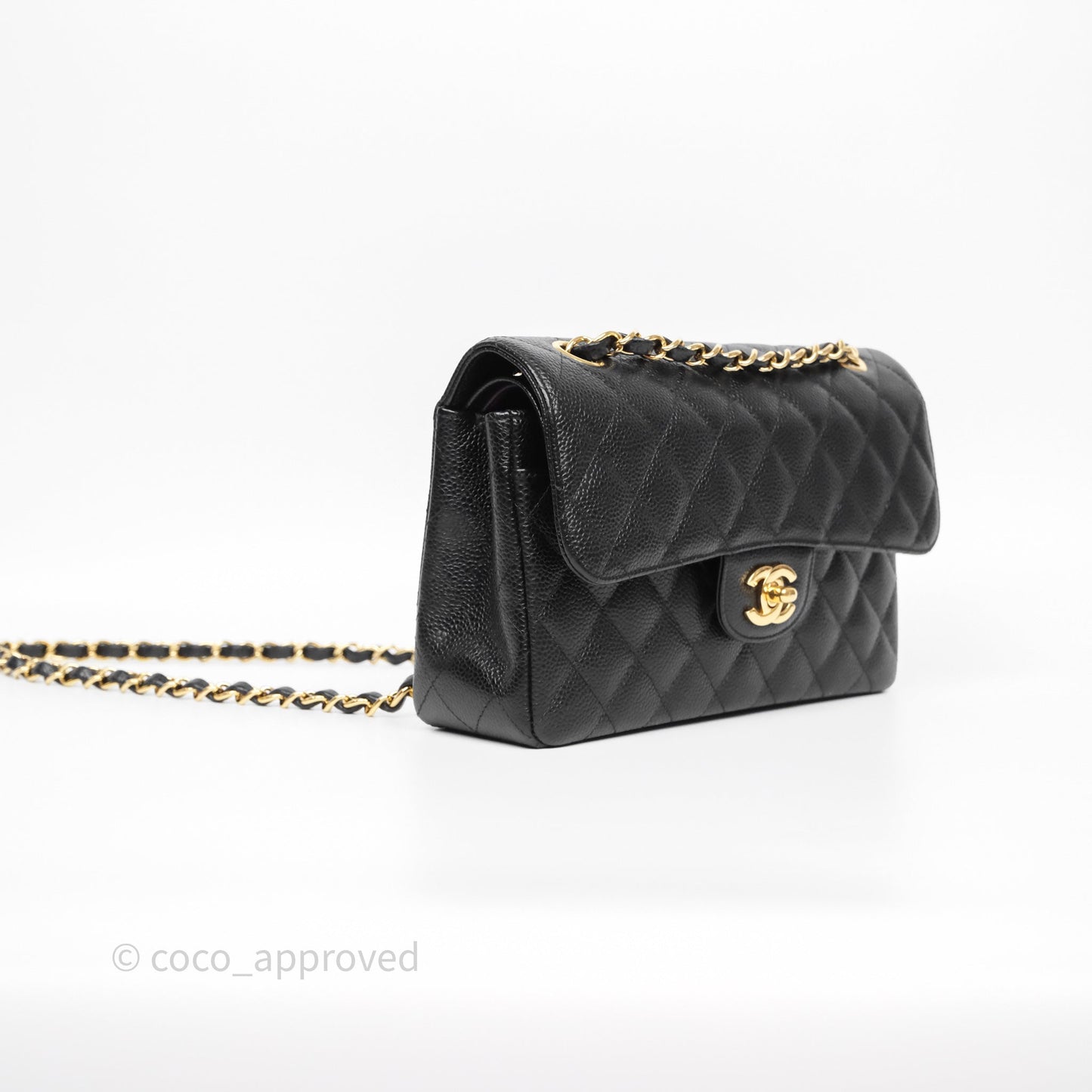 Chanel Small Classic Flap Quilted Black Caviar Gold Hardware