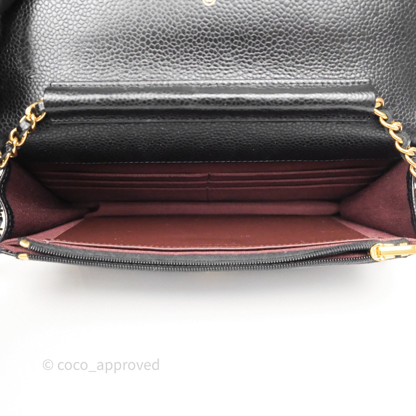 Chanel Classic Wallet On Chain WOC Quilted Black Caviar Gold Hardware