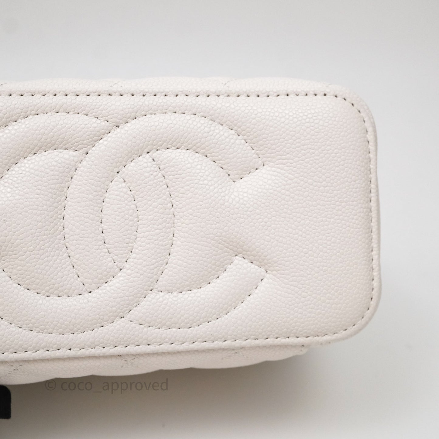 Chanel Classic Vanity Rectangular with Chain White Caviar Gold Hardware