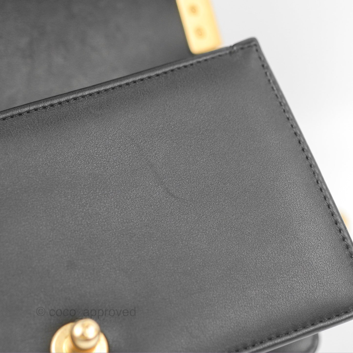 Chanel Small Boy Quilted Black Calfskin Aged Gold Hardware