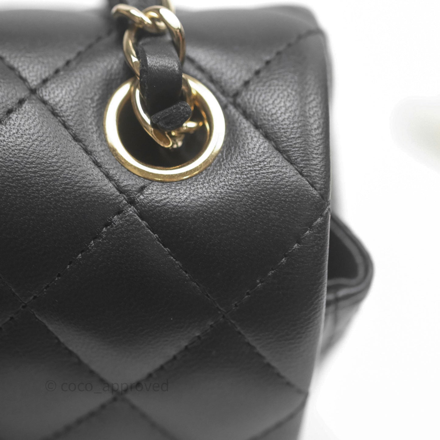 Chanel Mini Rectangular Flap Quilted Black White Lambskin Gold Hardware