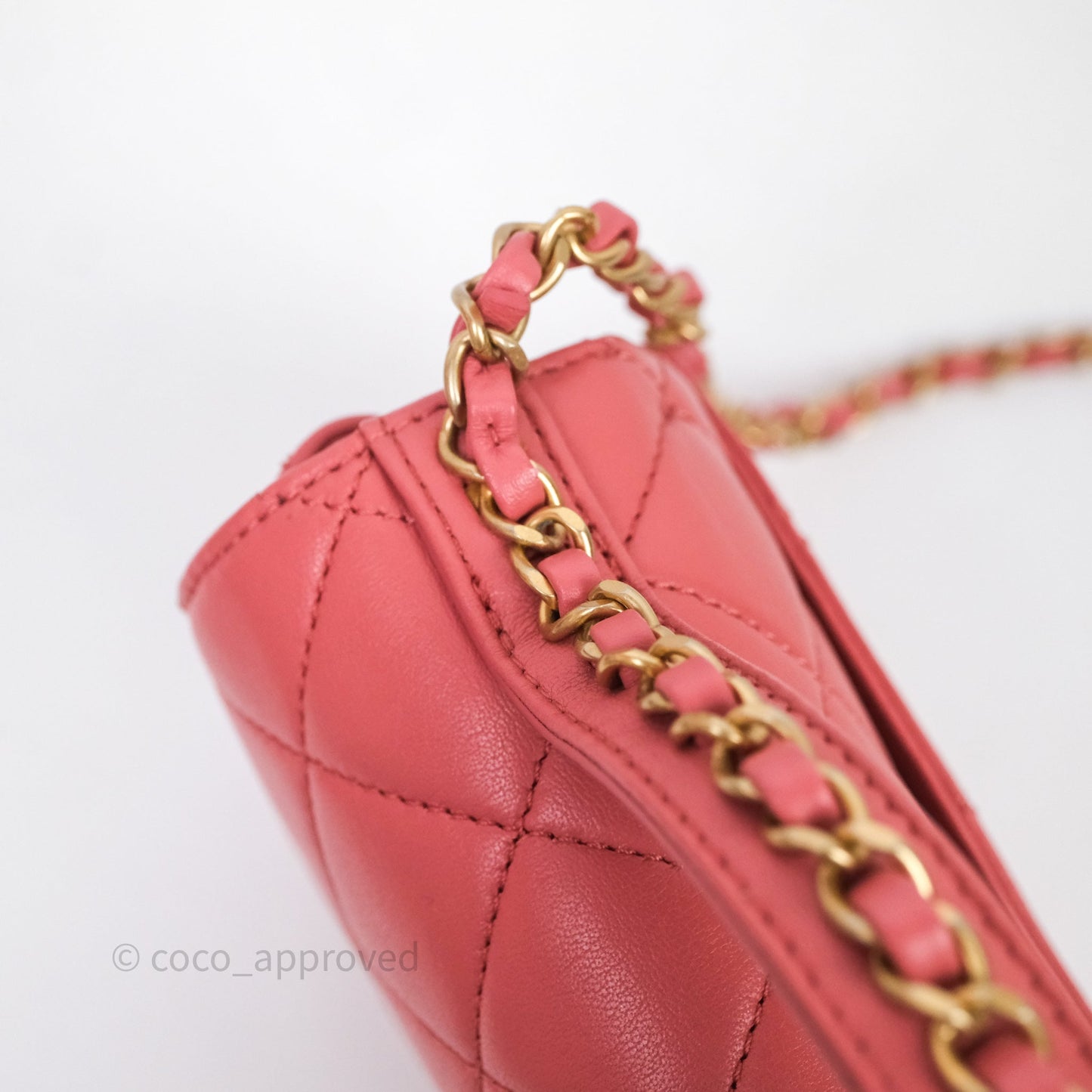 Chanel Quilted Chain Infinity Handle Bag Pink Lambskin Aged Gold Hardware