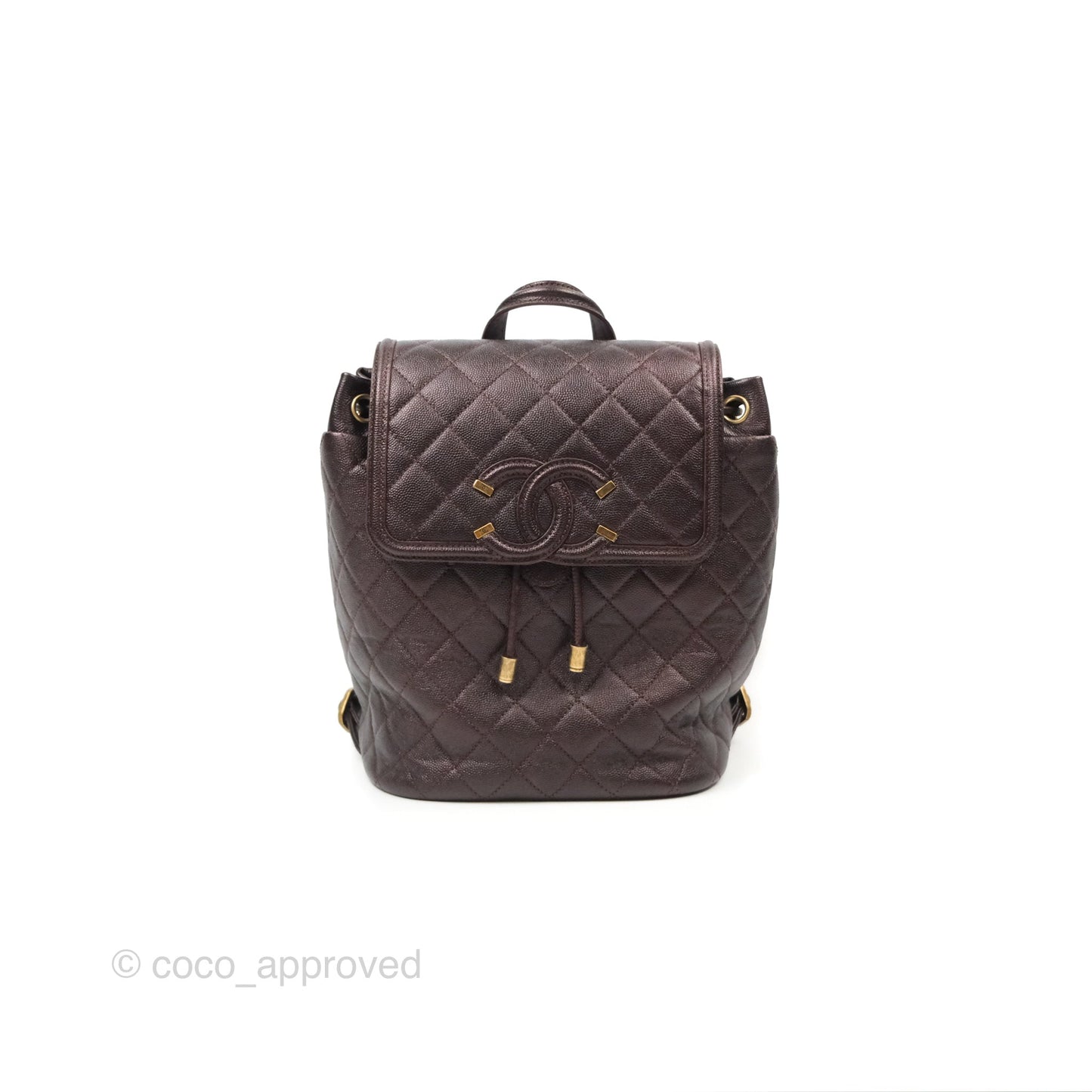 Chanel Quilted Filigree Backpack Iridescent Burgundy Caviar