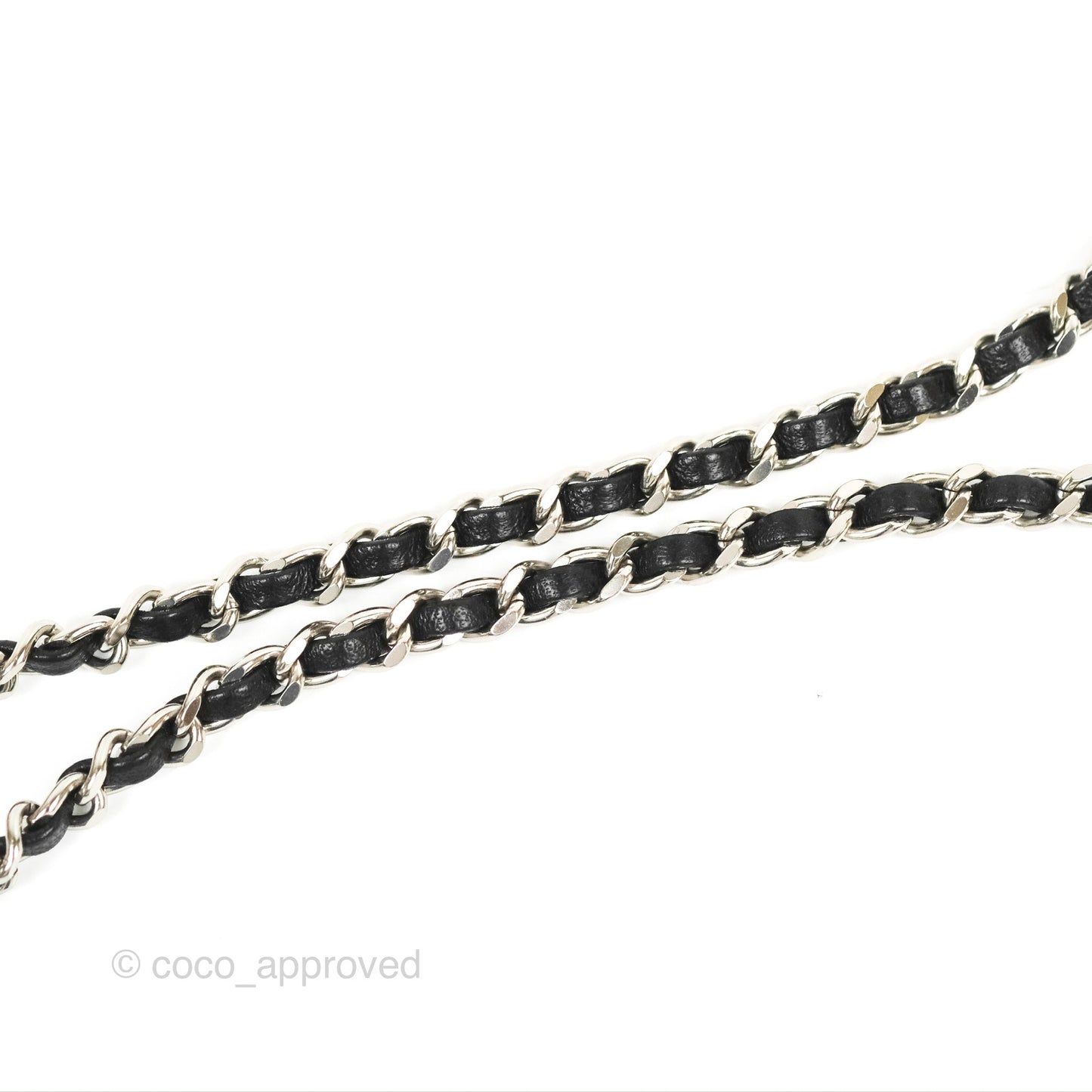 Chanel CC Woven Airpods Necklace Black Lambskin Silver Hardware